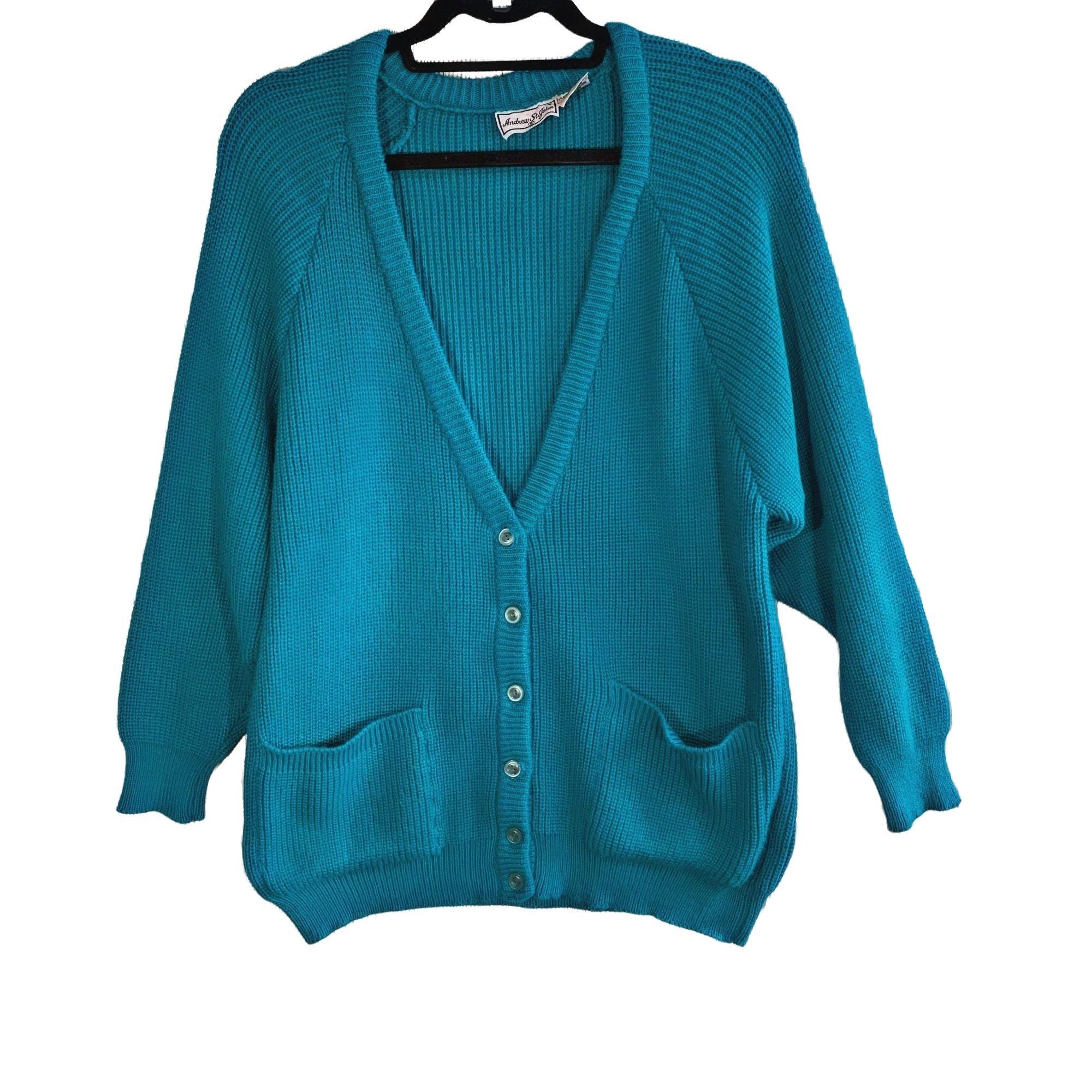 Vintage Vintage Andrew St. John Turquoise Sweater Cardigan S Size S / US 4 / IT 40 - 1 Thumbnail