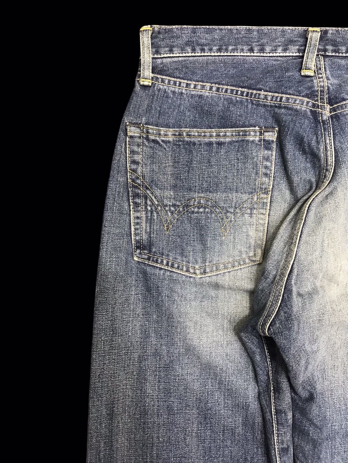 Edwin 💥WIDE💥VINTAGE EDWIN 505X SELVEDGE MINIMAL FADES DENIM F396 Size US 31 - 13 Thumbnail