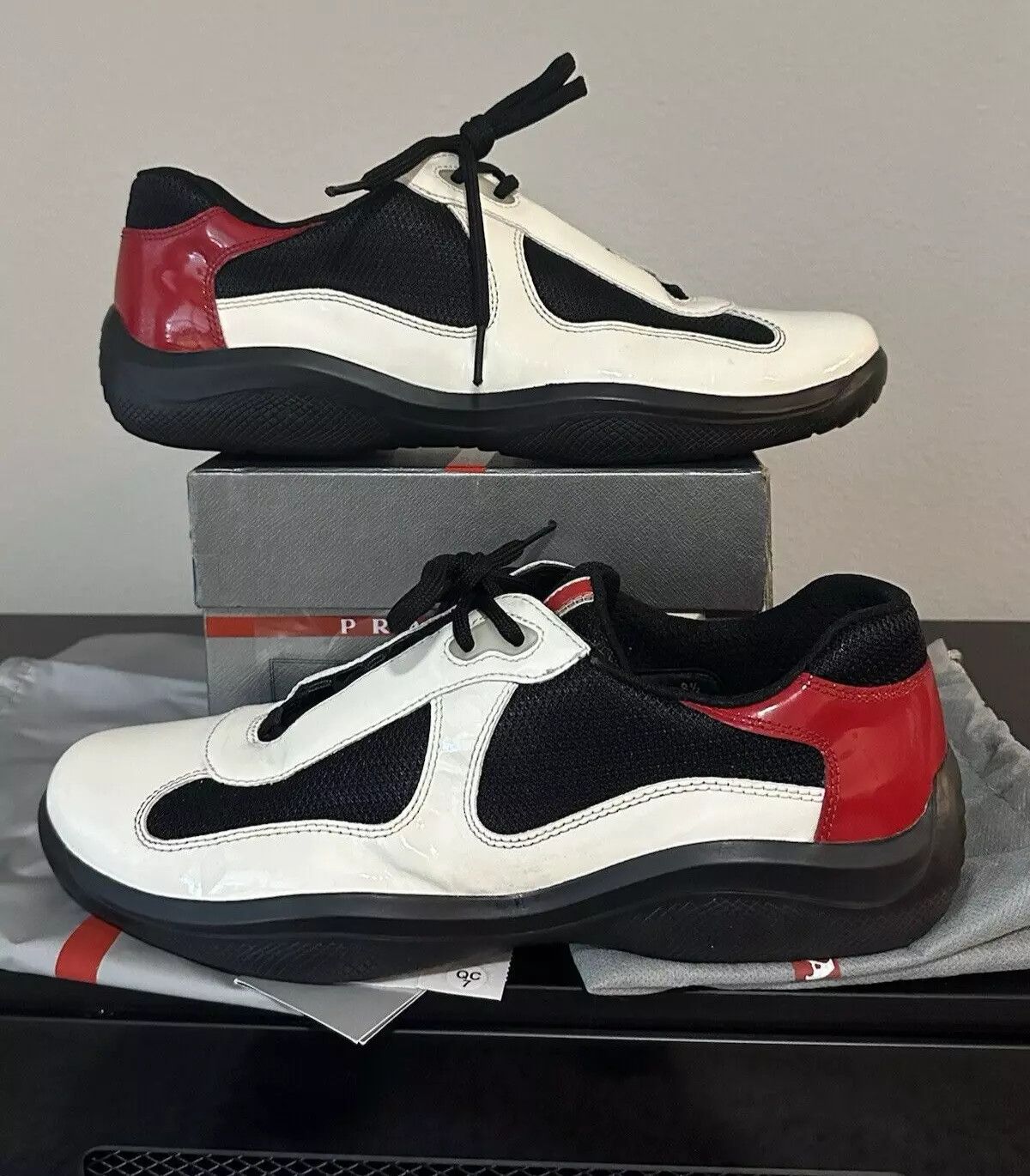Prada Prada Cloudbust Sneakers Red White Black 9.5 Patent Leather Size US 9.5 / EU 42-43 - 2 Thumbnail