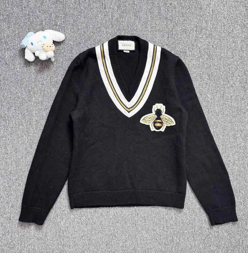 Wool Sweater Gucci Sweater With Bee Gucci Bee Embroidered Sweater