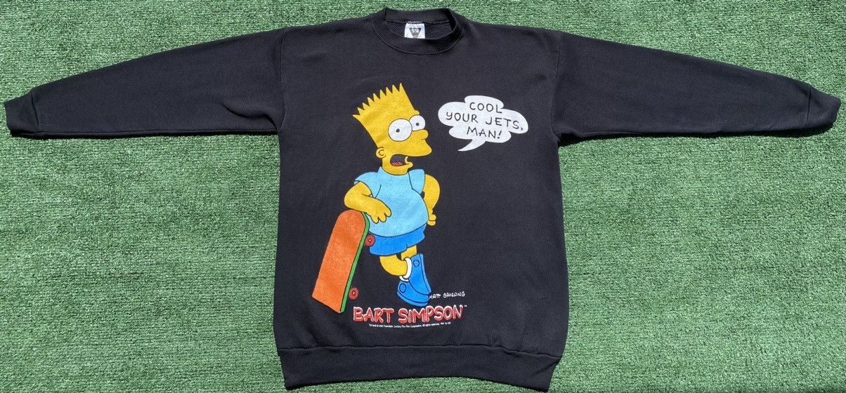 Vintage VTG 1990 Bart Simpson Skateboarder Cool Your Jets Sweatshirt Size US M / EU 48-50 / 2 - 2 Thumbnail