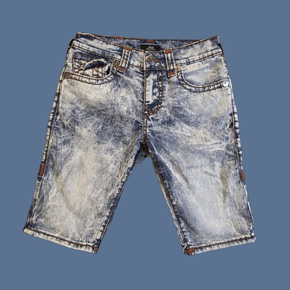 True Religion VINTAGE True Religion Rocco Relaxed Bermuda Shorts Men 29 Blue Acid Wash Flap Pocket Embroidered Logo Pockets USA Hip Hop Summer 29 Mens Size US 29 - 1 Thumbnail