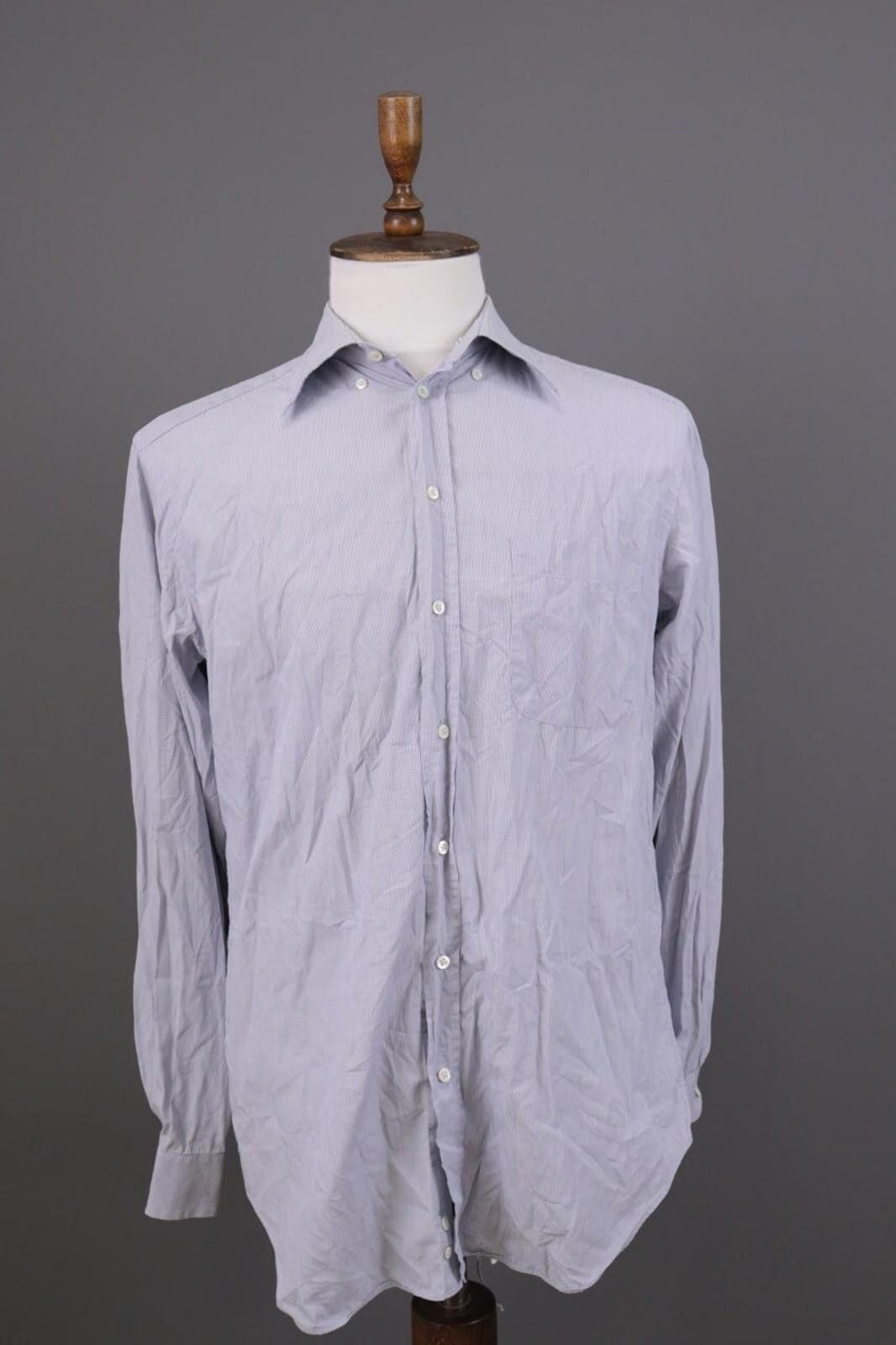 Armani Collezioni Armani Collezioni White Check Button Down Shirt Size 41 /16 Size US M / EU 48-50 / 2 - 1 Thumbnail