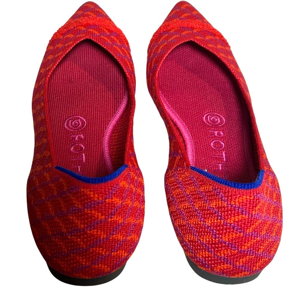 Rothy's Rothys The Point Red Orange Purple Knit Flats W6 Size US 6 / IT 36 - 6 Thumbnail