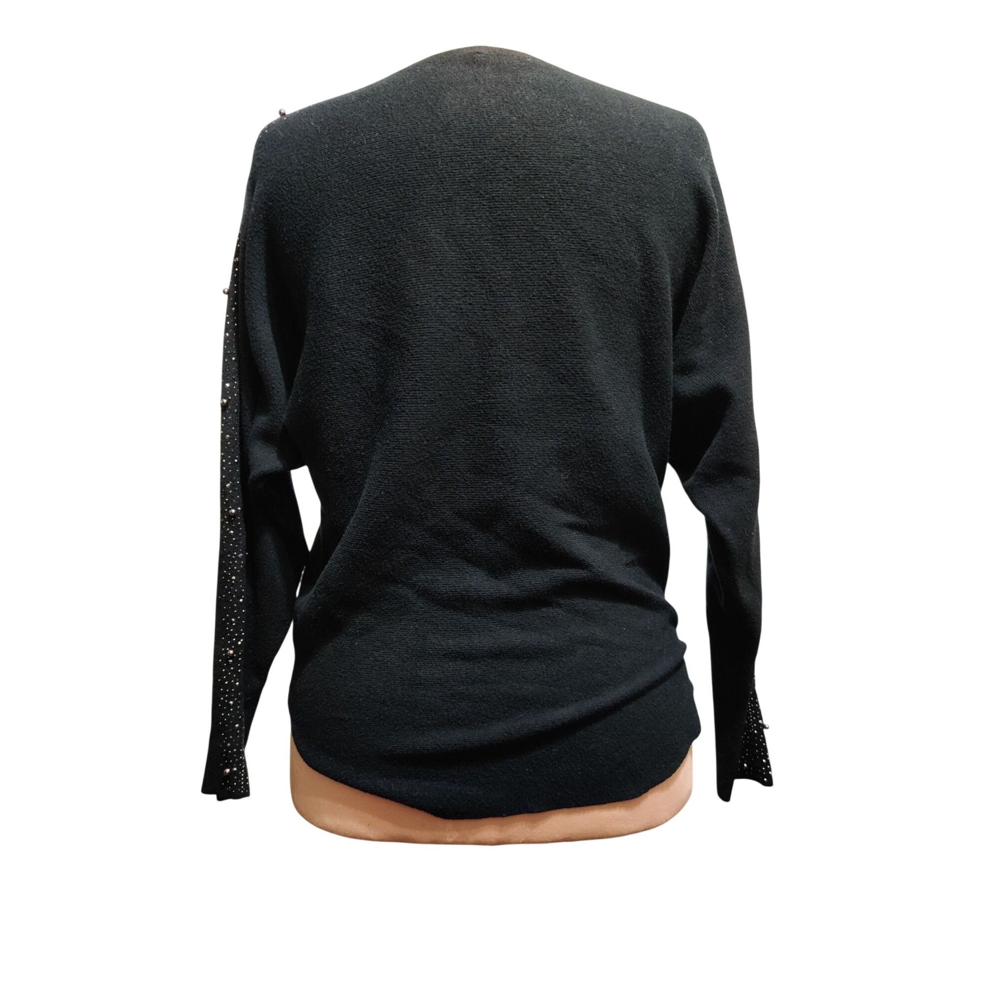 Other Vila Milano Black Sweater Size L Bead Rhinestone Embellished Size L / US 10 / IT 46 - 3 Thumbnail