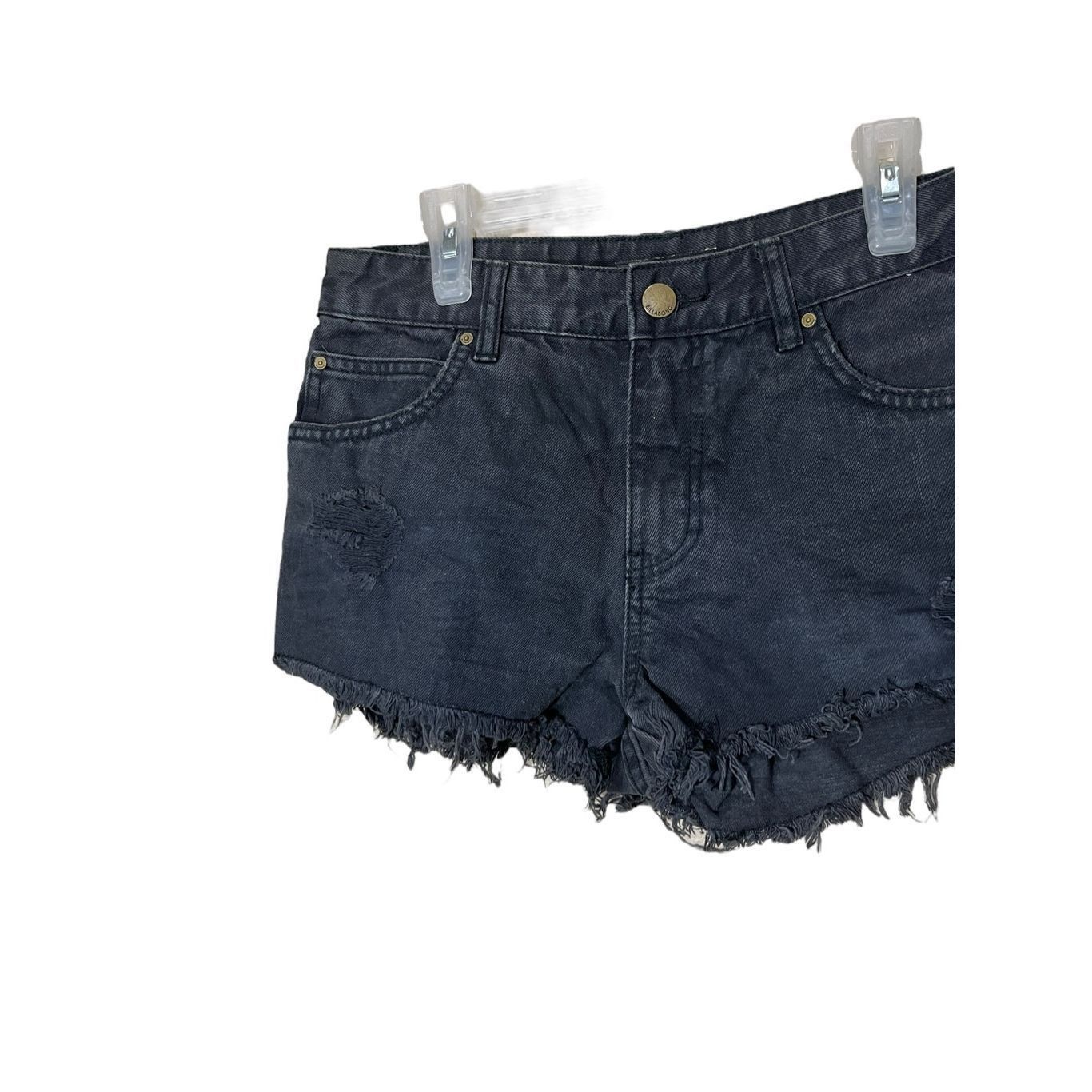 Billabong Billabong Women’s Black Distressed Denim High Waisted Shorts Size 27 NWT Size 27" / US 4 / IT 40 - 3 Thumbnail