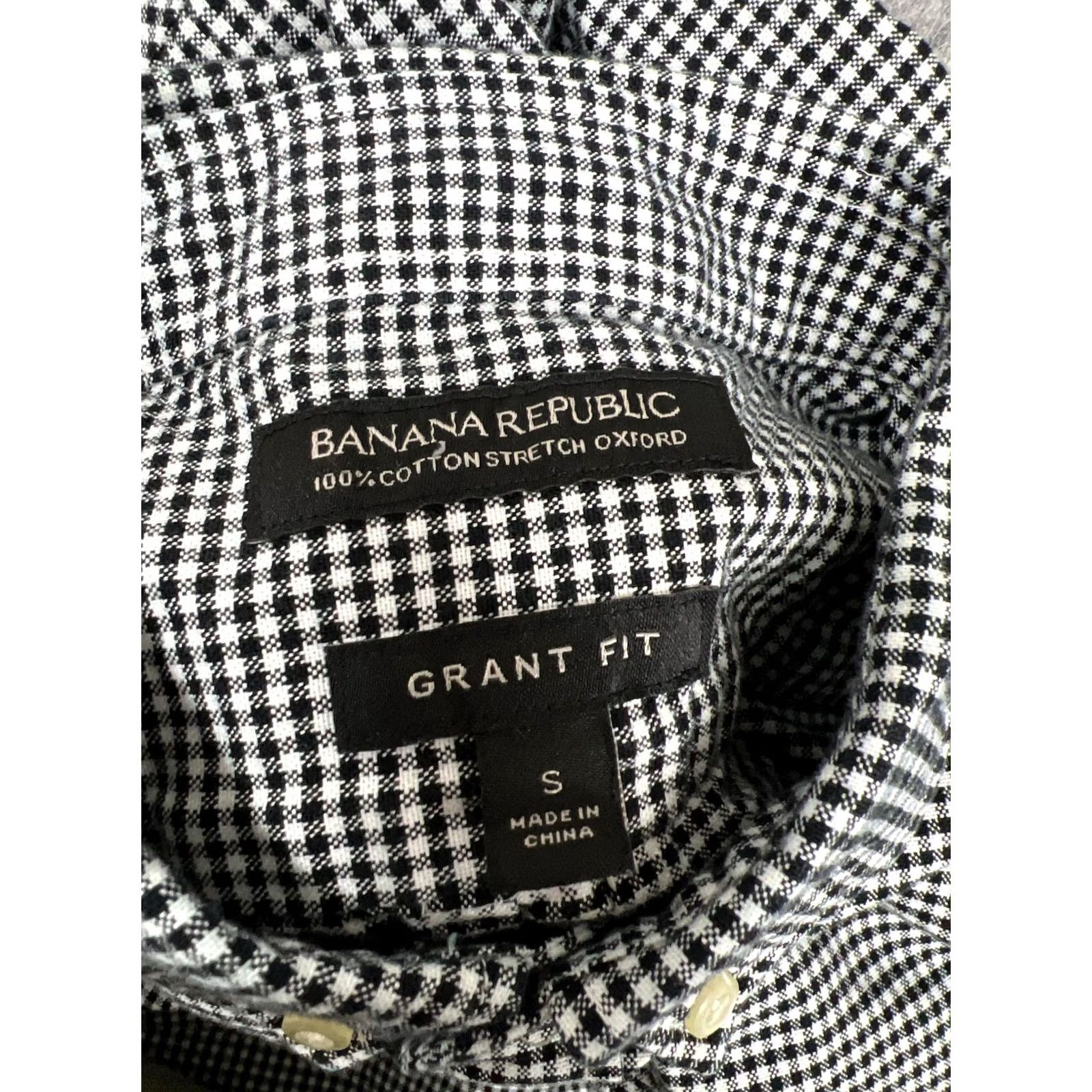 Banana Republic Banana Republic Shirt Mens S Black Check Grant Fit Oxford Button Career Office Size US S / EU 44-46 / 1 - 3 Thumbnail