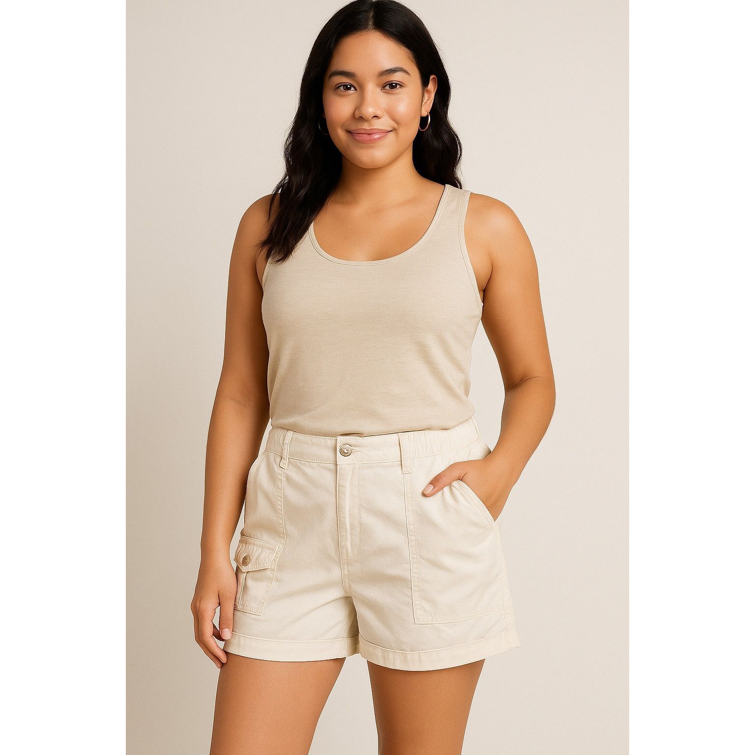 Other Casual Summer Utility Cargo Shorts White Time and Tru 6 Size 28" / US 6 / IT 42 - 1 Thumbnail