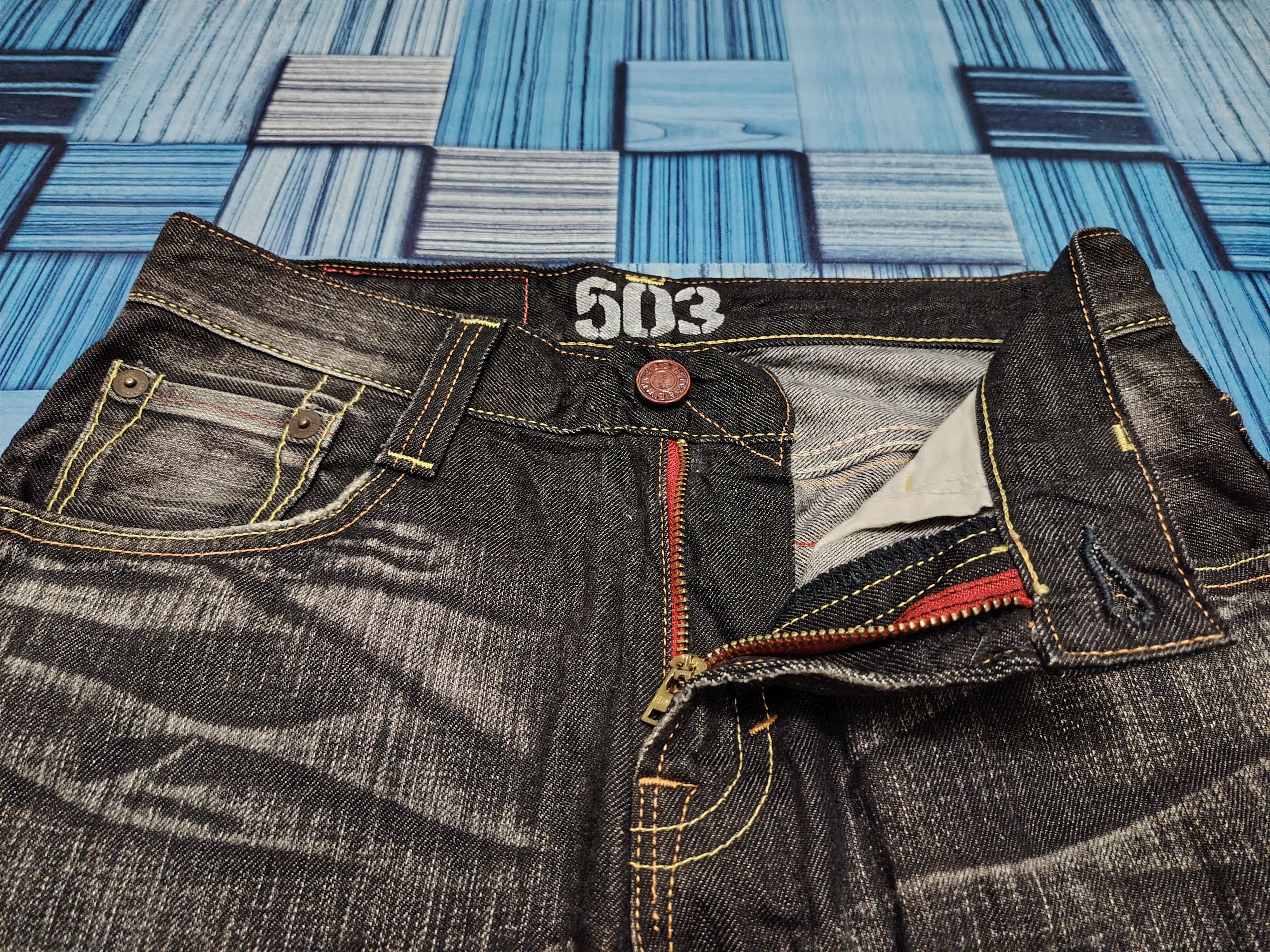 Edwin Japanese Edwin 503 Blue Trip Black Flared Jeans Size US 30 / EU 46 - 16 Thumbnail