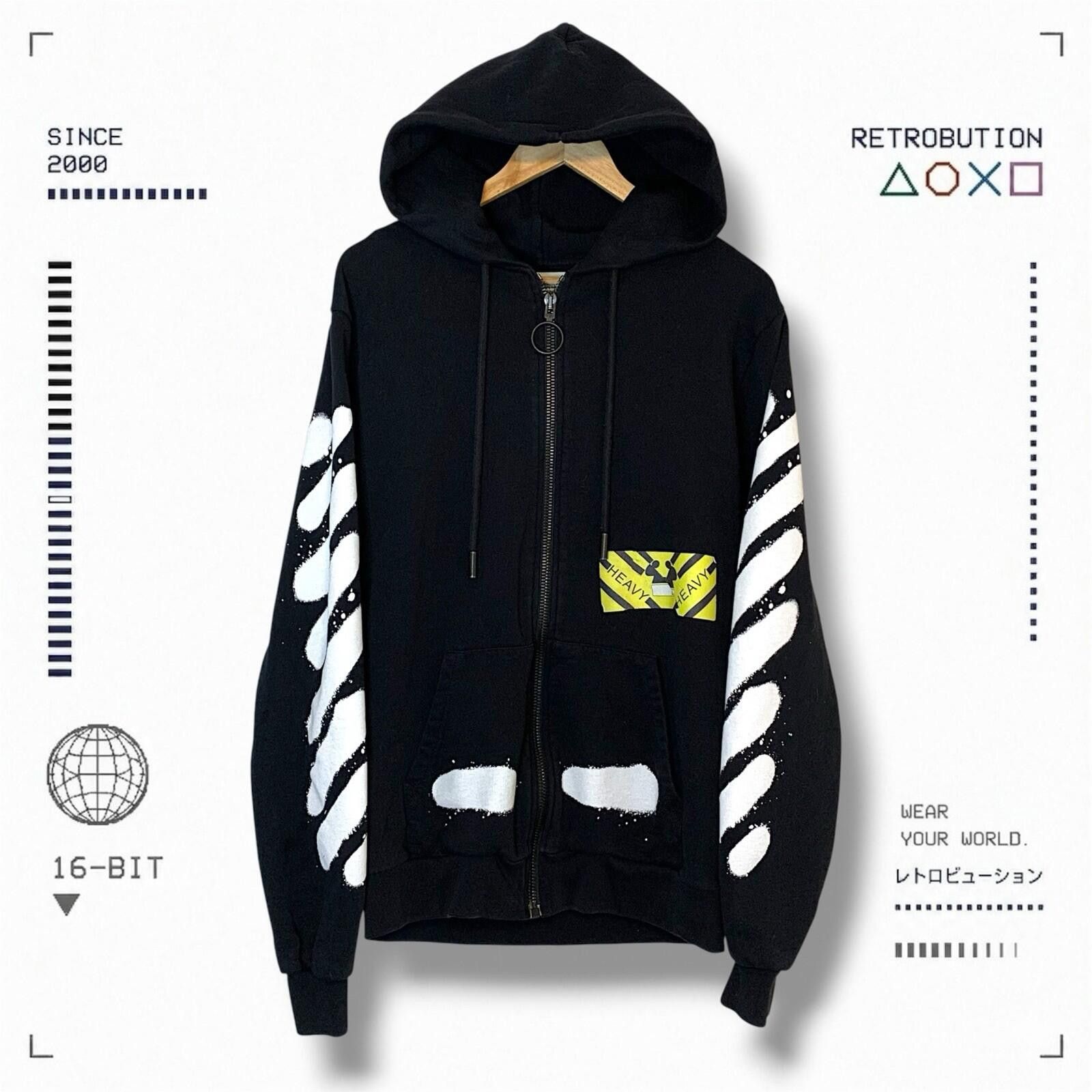 Off-White Off White Diag Spray Zip Up Hoodie Black Size M Size US 32 / EU 48 - 1 Thumbnail