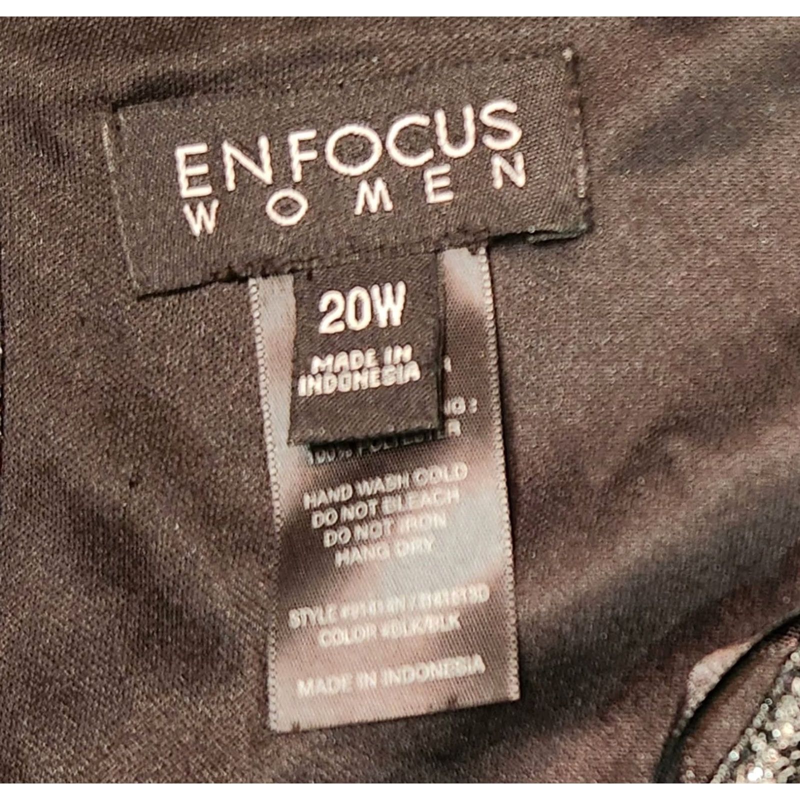Vintage Enfocus Women Black Knit Sleeveless Dress 20W Chevron Pattern Knee Length Zip Lined Plus Size Polyester Spandex Lace Hosiery-Ready Womens Dress Size 3XL / US 20-22 - 3 Thumbnail