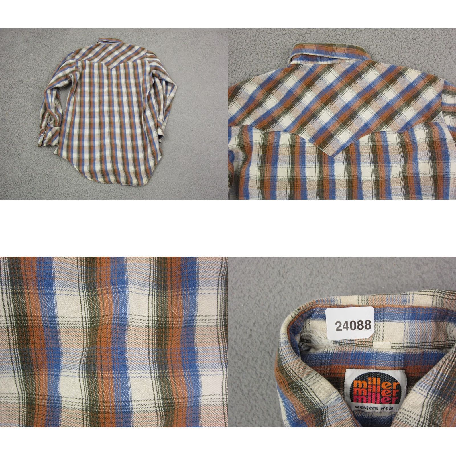 Vintage VINTAGE Miller Shirt Adult Medium Brown Blue Flannel 70s Western Snap Mens Size US M / EU 48-50 / 2 - 8 Thumbnail
