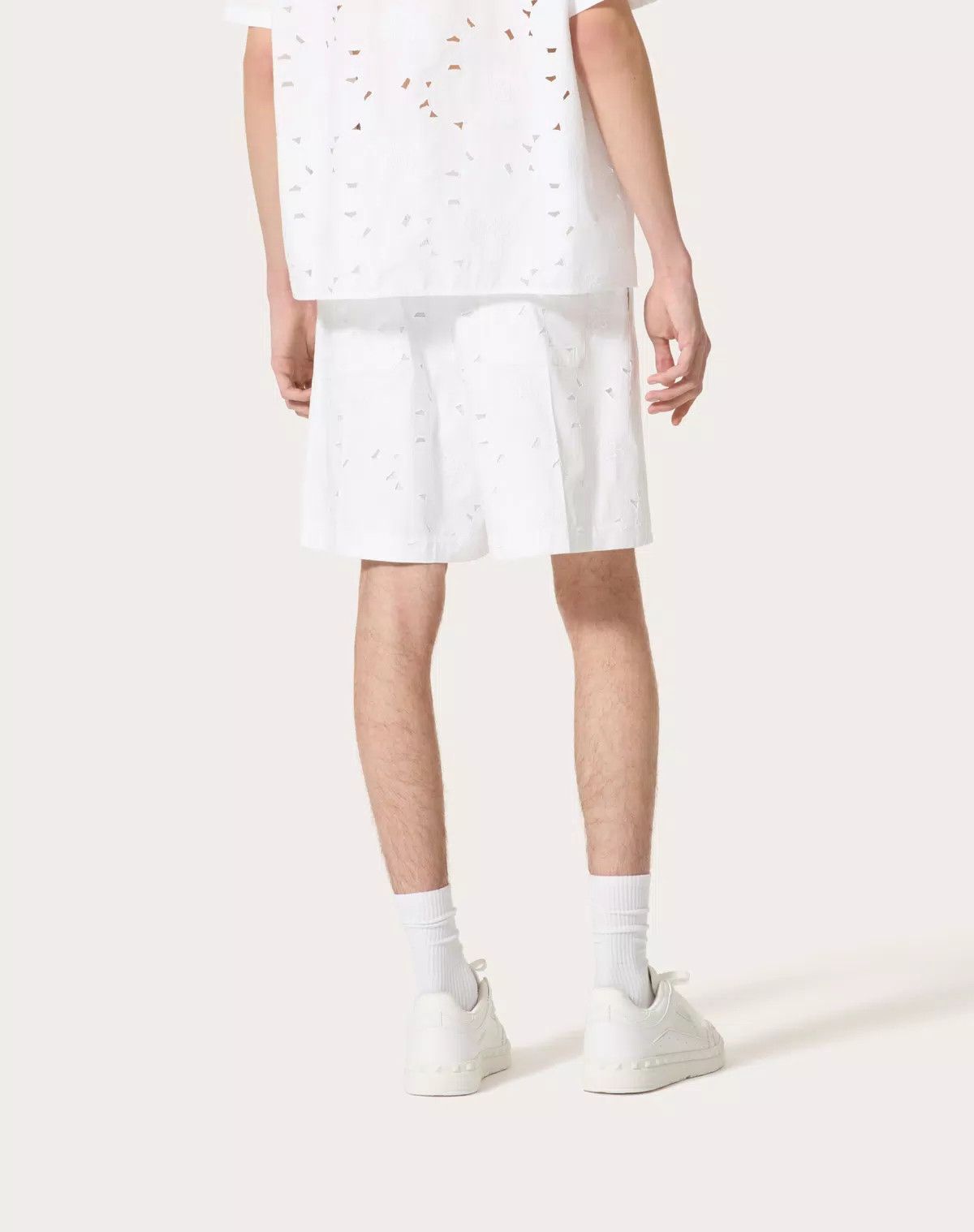 Valentino oc11z0725 San Gallo Cotton Bermuda Shorts in White Size US 30 / EU 46 - 6 Thumbnail