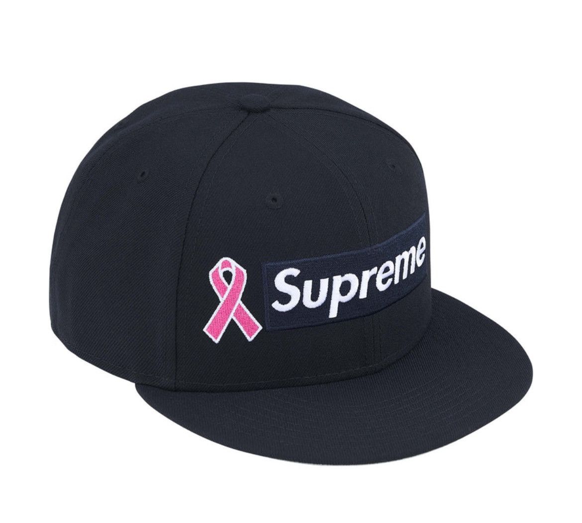 【7 1/2】Breast Cancer Awareness Box Logo 7 1/2 Supreme Breast Cancer Awareness Box Logo Hat Navy Blue