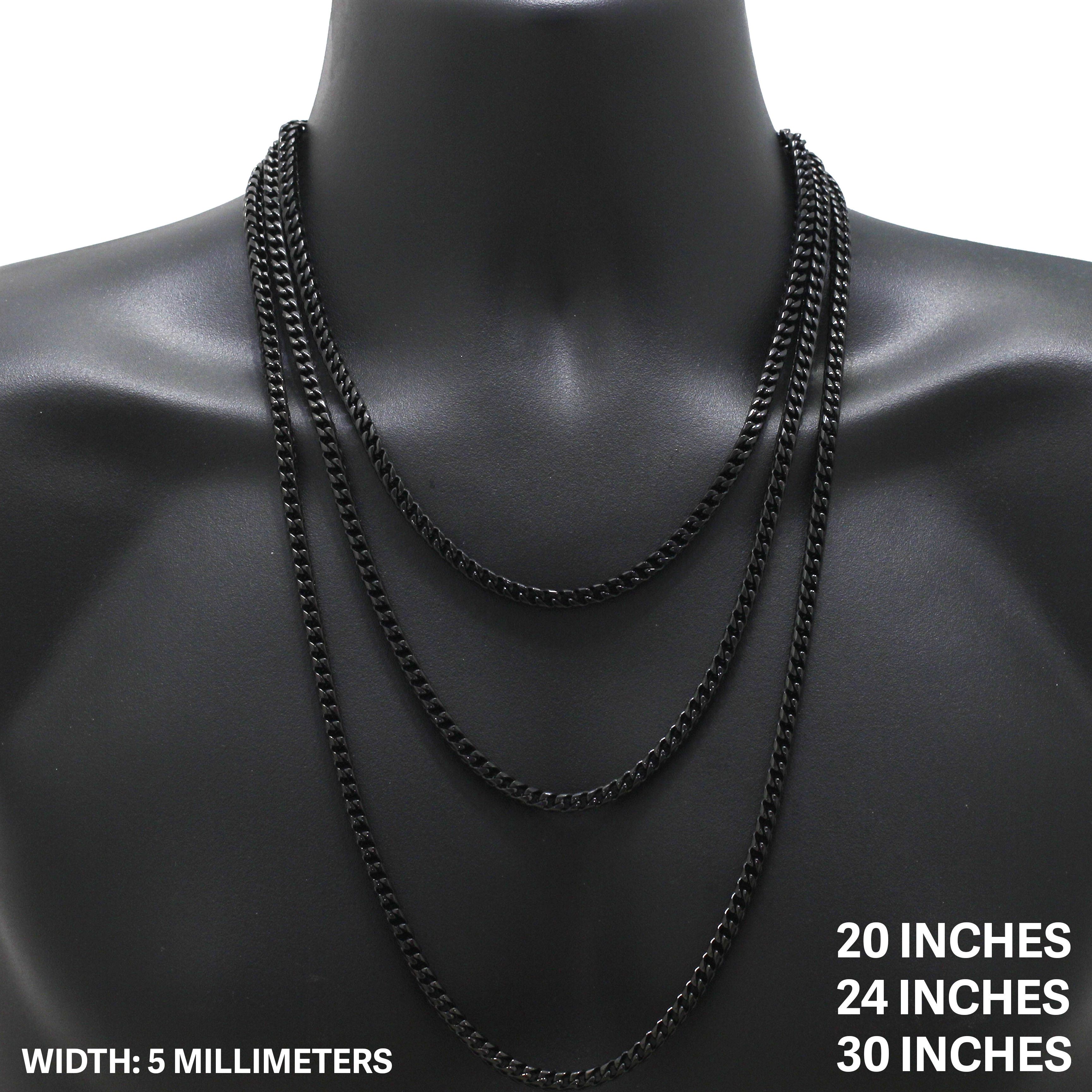 Other 316L Stainless Steel Black 5mm Franco Chain Necklace 24” Size ONE SIZE - 1 Thumbnail