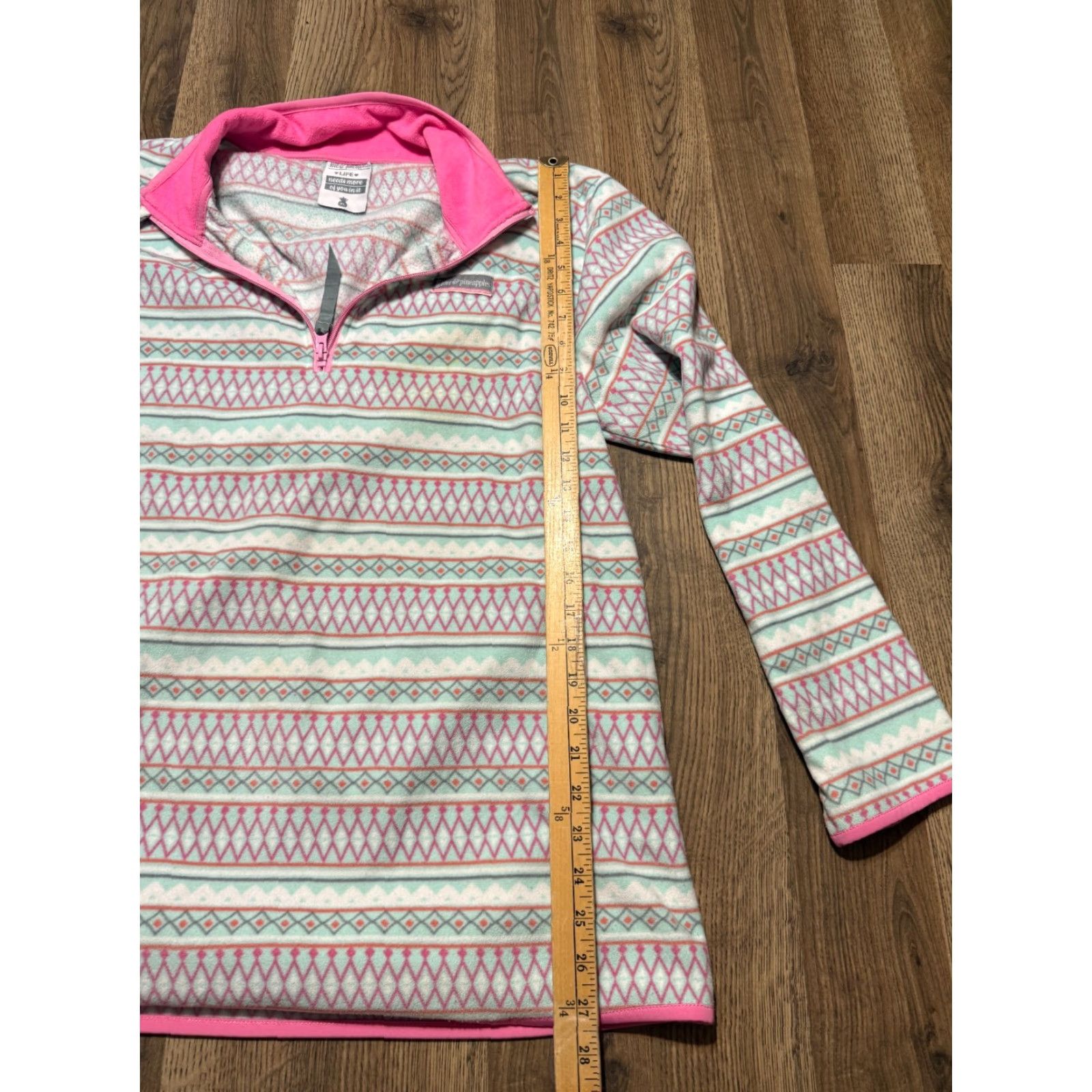 Vintage Love & Pineapples Sweater Women's XL Pink Quarter Zipper Knit Pullover Size XL / US 12-14 / IT 48-50 - 7 Thumbnail