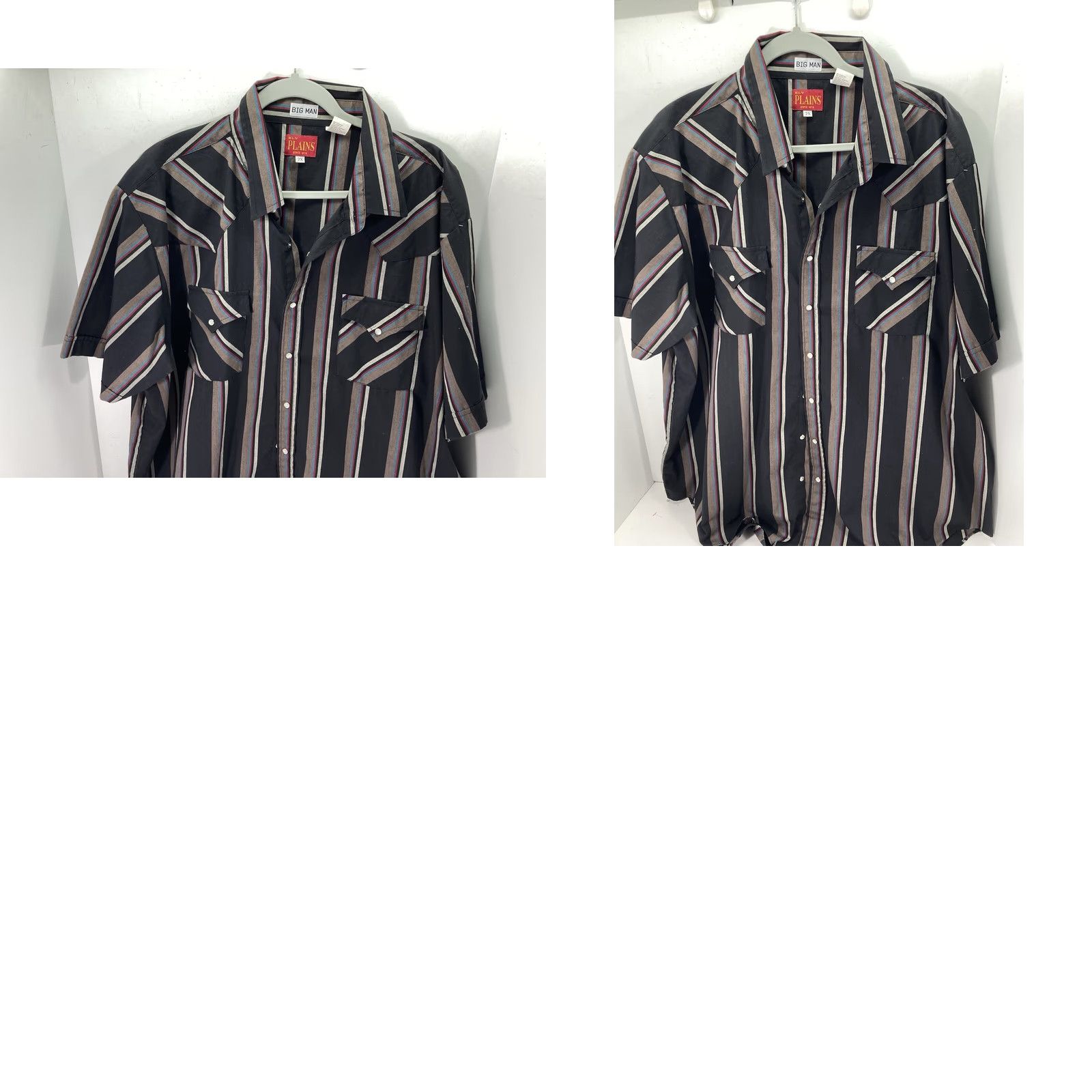 Vintage VINTAGE Plains Big Man Pearl Snap Western Shirt Men Big 2X Black Stripe Short Sleeve VTG NWOT Size US XXL / EU 58 / 5 - 9 Thumbnail