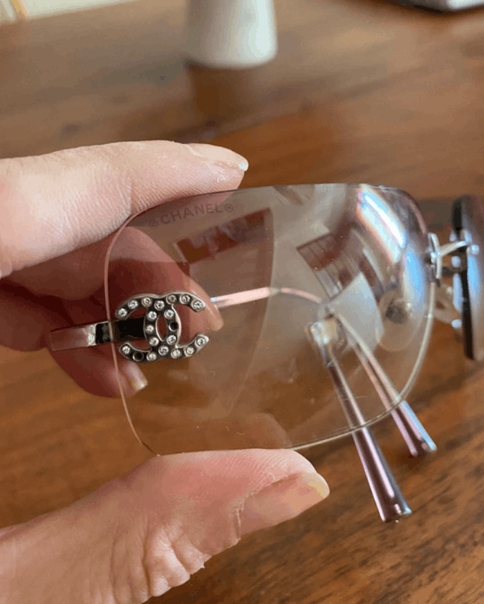 Chanel Chanel Sunglasses 4017-D Rhinestone Logo Rimless Vintage Size ONE SIZE - 4 Thumbnail