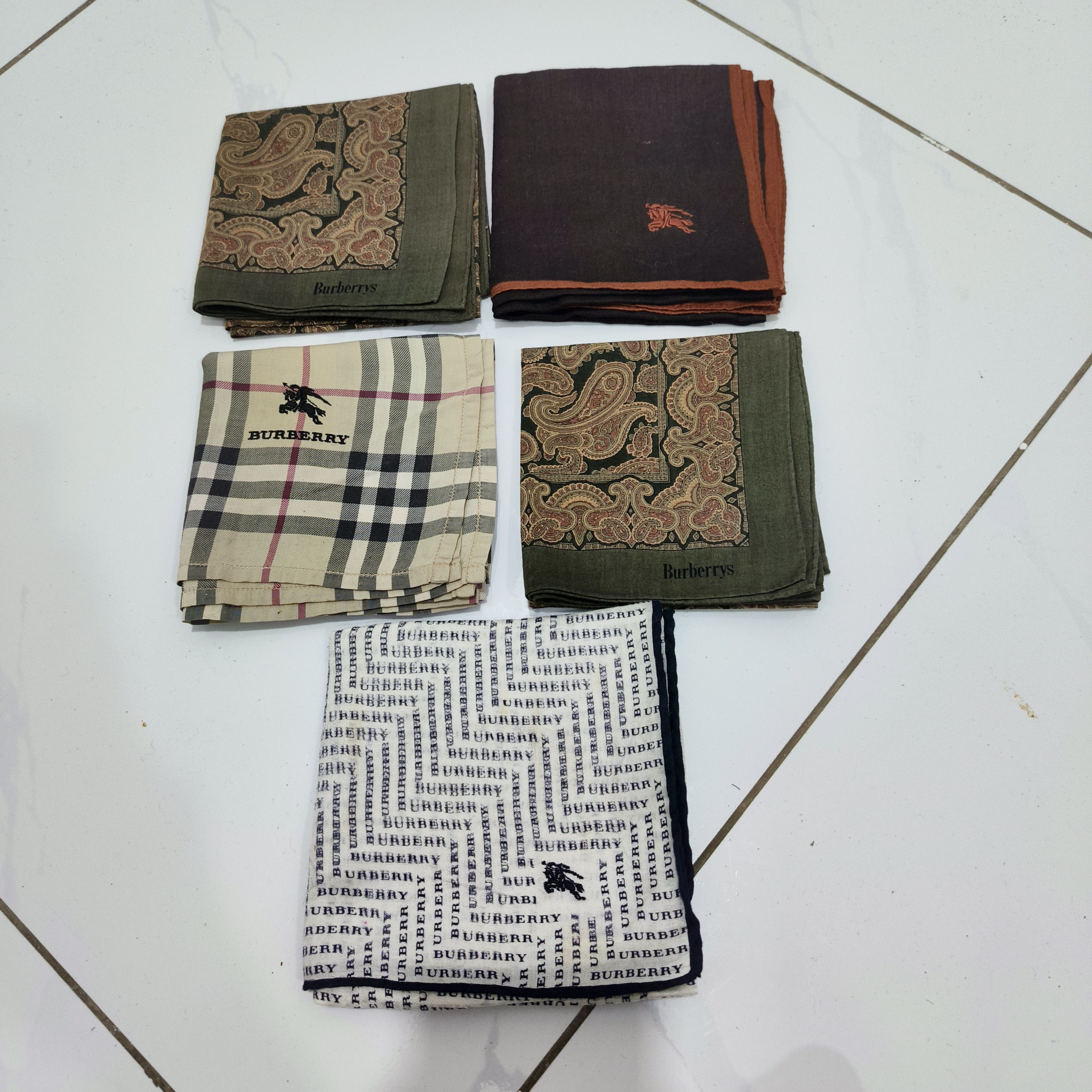 Burberry Luxury Designer Handkerchief Lot Burberry Bundle 5 Pieces Size ONE SIZE - 1 Thumbnail