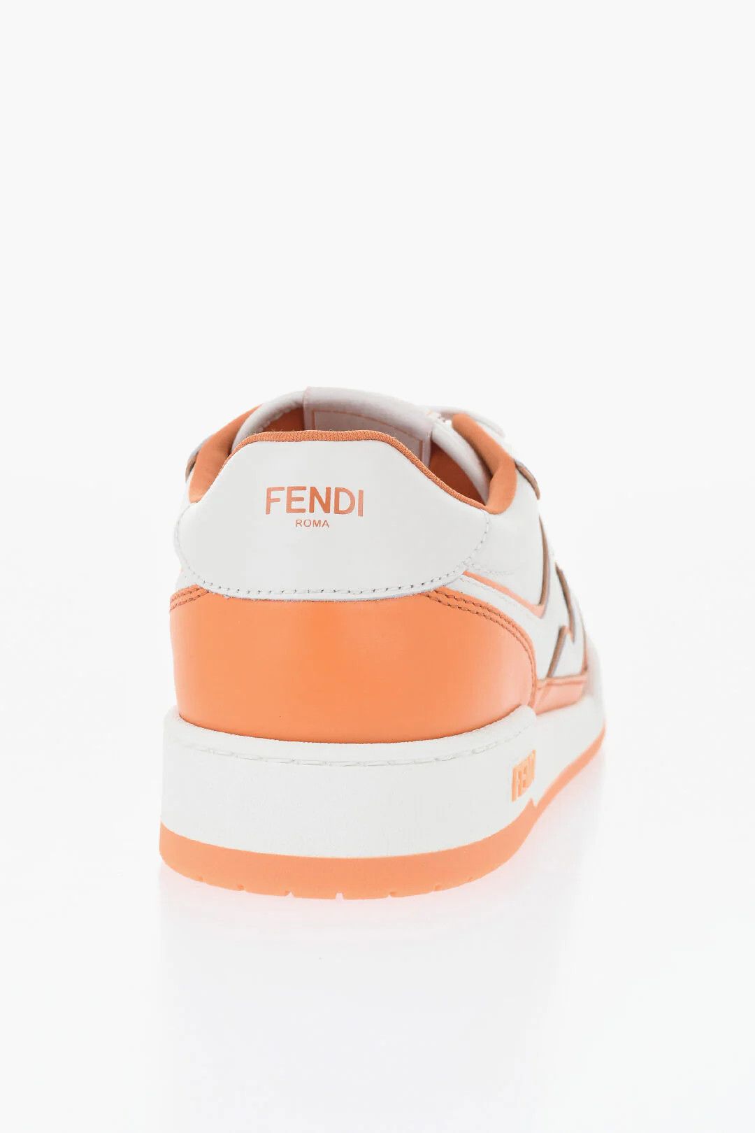 Fendi og1mm0326 Leather Two-Tone Sneakers in Orange & White Size US 11.5 / EU 44-45 - 3 Thumbnail