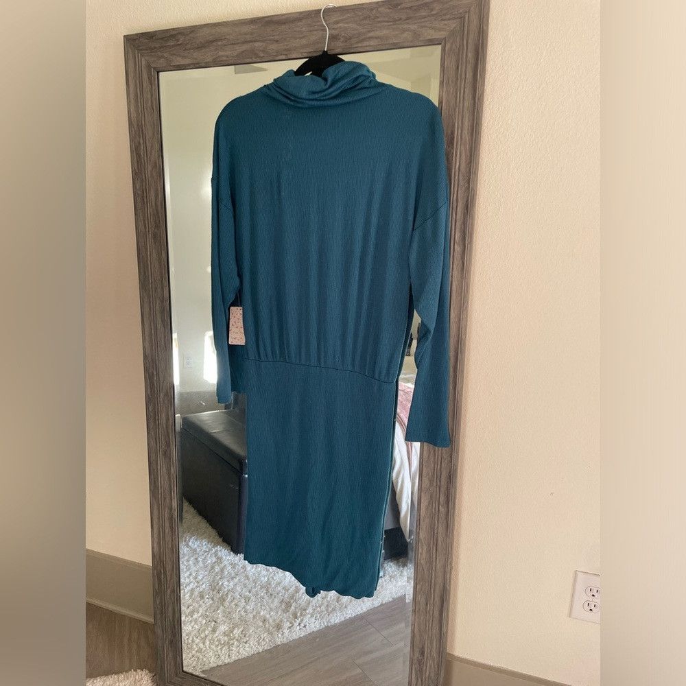 Free People NWT Free people sundown dark green cowl neck ruched hem kno Size XS / US 0-2 / IT 36-38 - 4 Thumbnail
