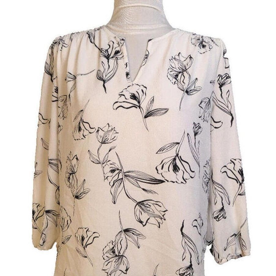 Other Fun2Fun Size Small Floral Blouse White 3/4 Sleeve Top Size S / US 4 / IT 40 - 2 Thumbnail