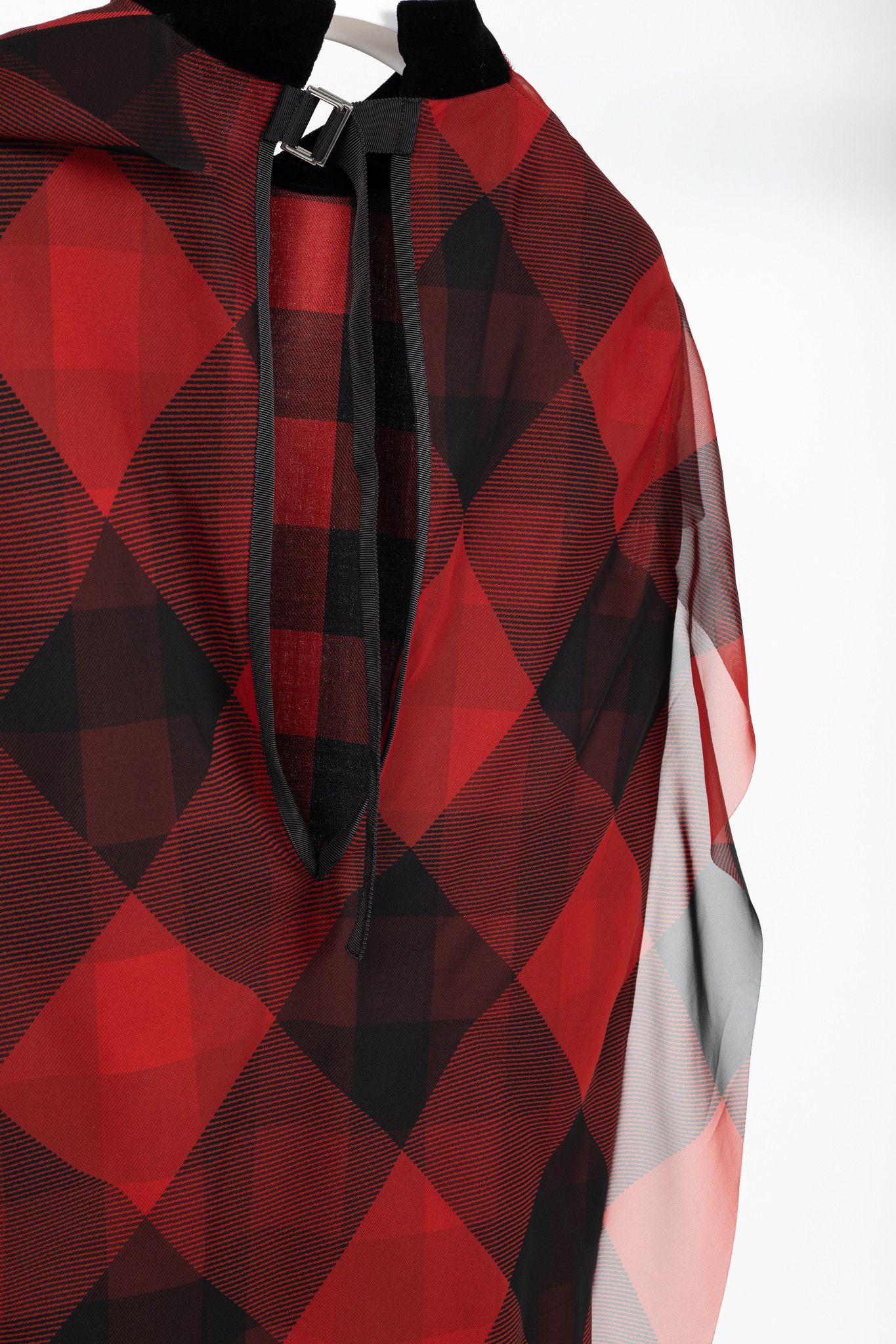Sacai Sacai R/22 Red & Black Buffalo-Plaid Chiffon Blouse Size M / US 6-8 / IT 42-44 - 7 Thumbnail