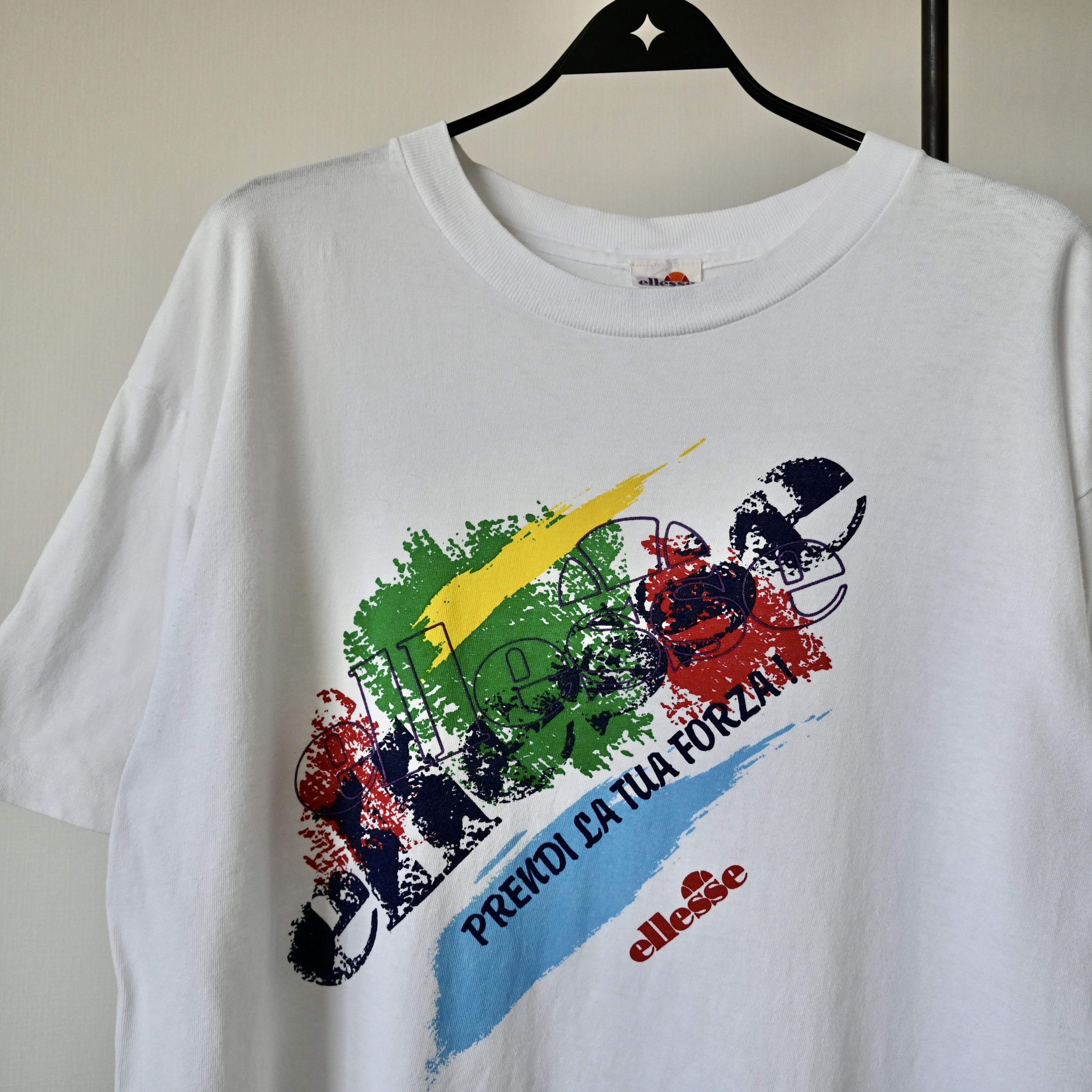 Ellesse Vintage 1990s ellesse italian message single-stiched t-shirt Size US L / EU 52-54 / 3 - 3 Thumbnail