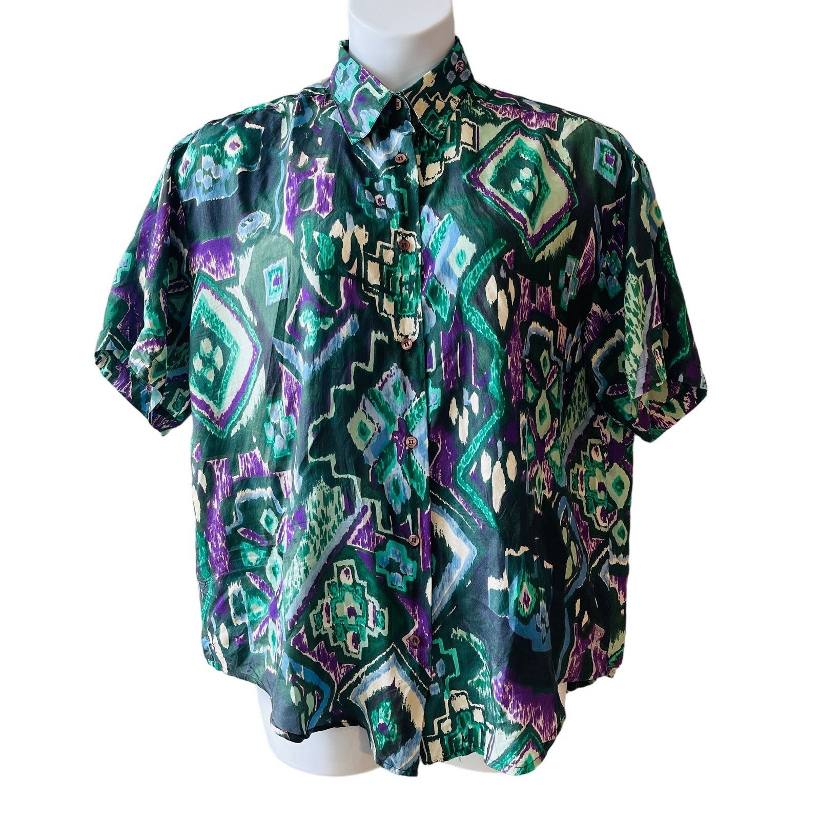 Vintage VINTAGE 80s Protest Juniors Silk Camp Shirt Size Large Size L / US 10 / IT 46 - 1 Thumbnail