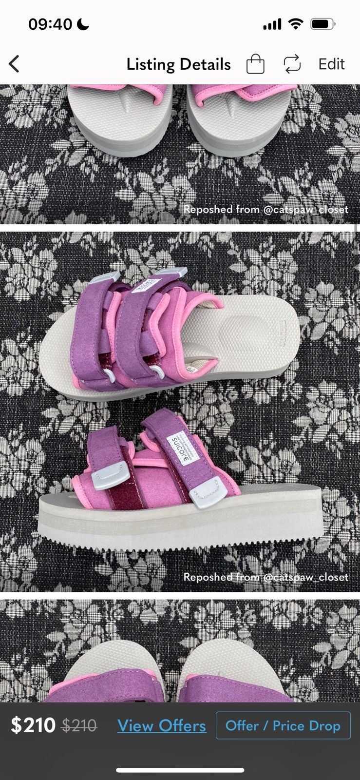 Suicoke MOTO PO Slide Women’s 7 pink purple sandals