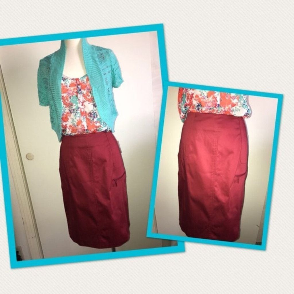 Alfani Alfani NWT Maroon/burgundy skirt Size 32" / US 10 / IT 46 - 1 Thumbnail