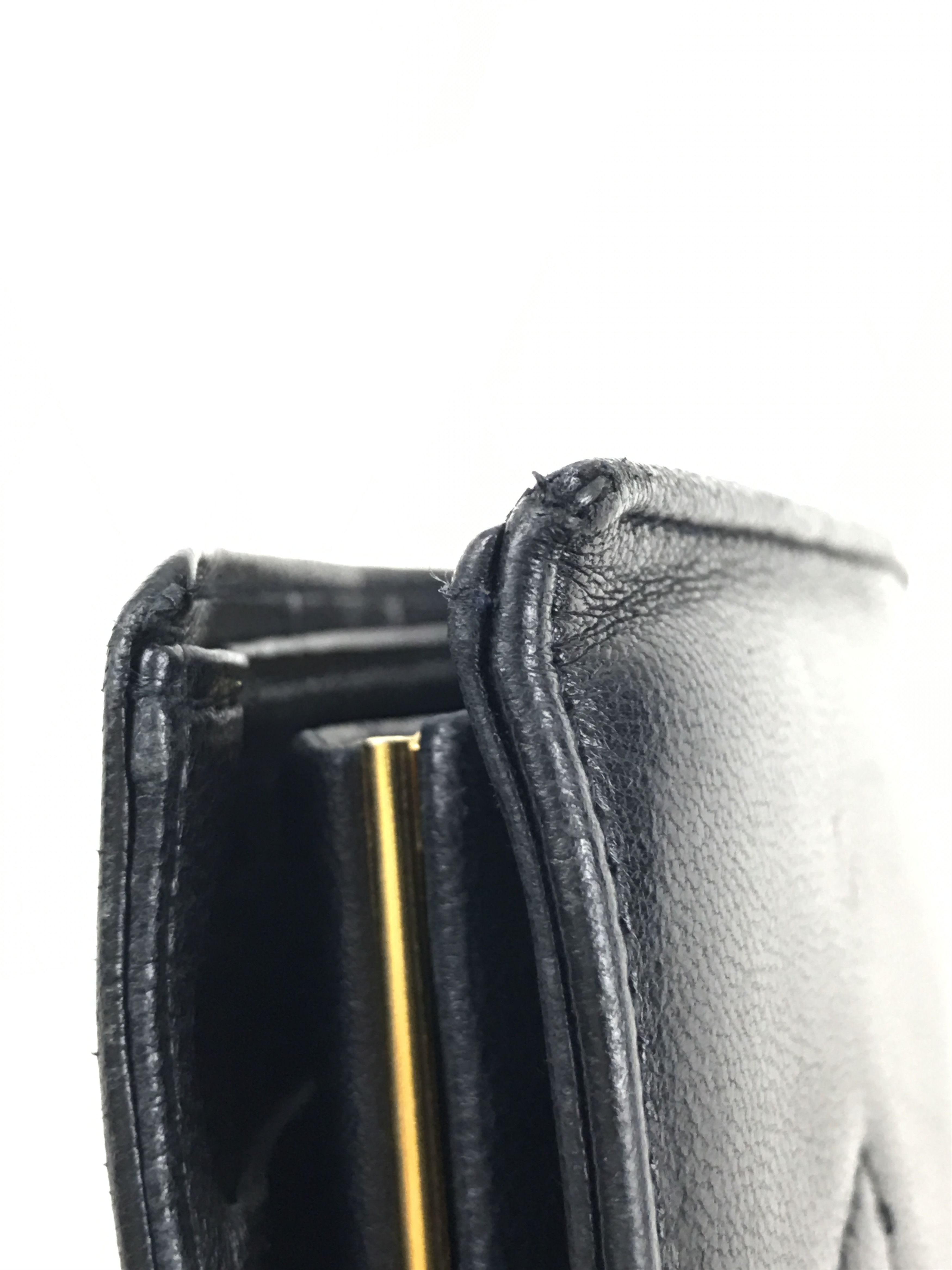 Chanel × Vintage Chanel Classic Black Lambskin Big CC Logo Bifold Long Wallet Size ONE SIZE - 18 Thumbnail