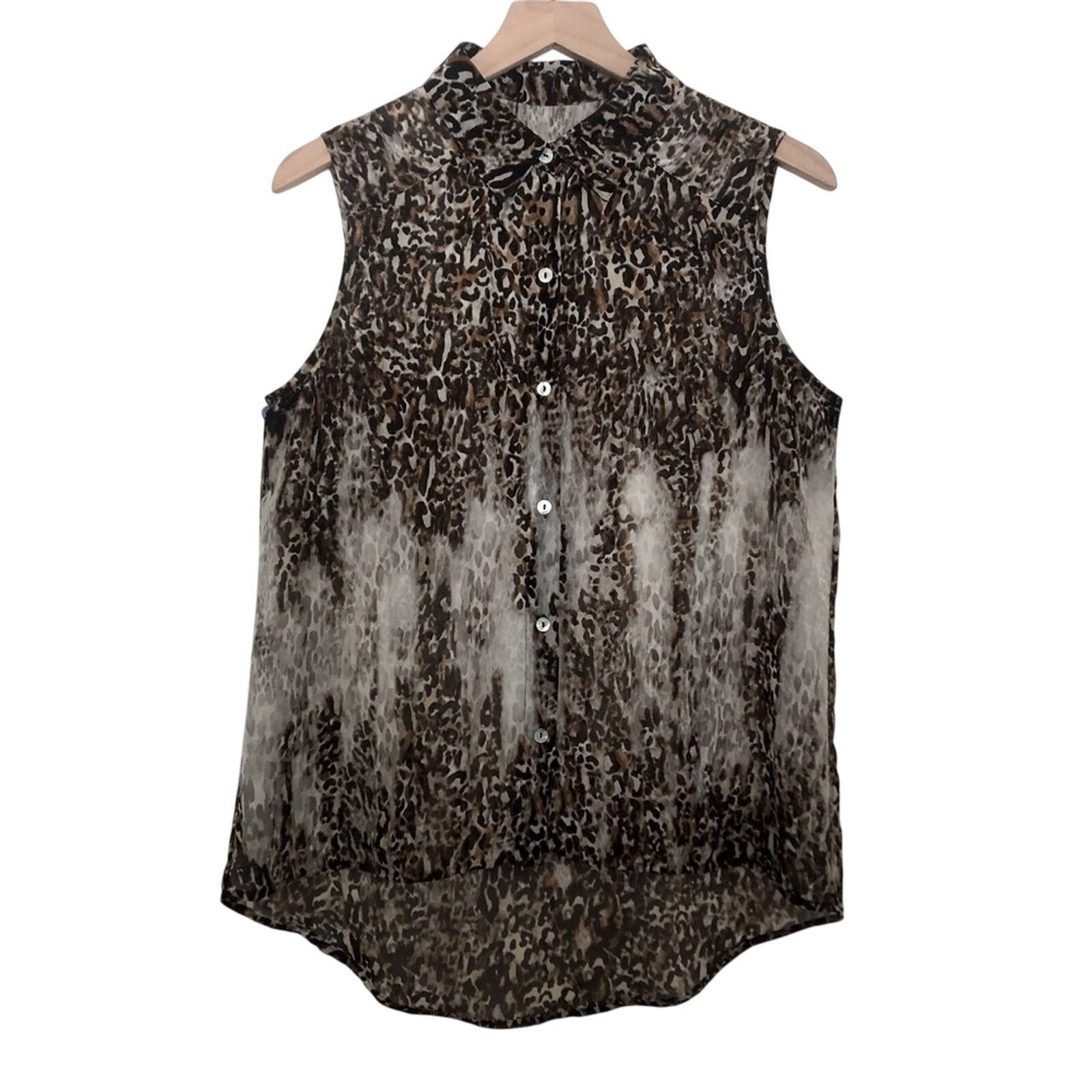 Chicos Chico's Leopard Print Semi-Sheer Sleeveless Tank Blouse Top Size M / US 6-8 / IT 42-44 - 1 Thumbnail