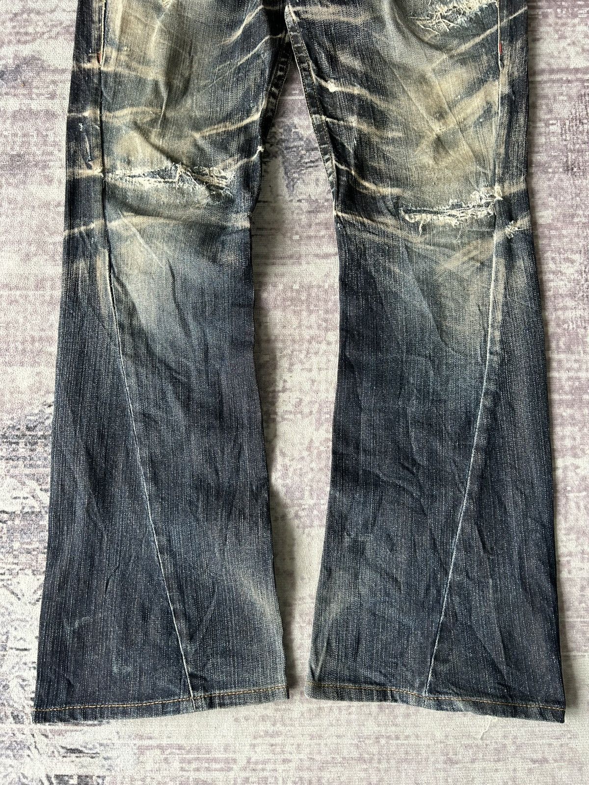 Tornado Mart Flared “ Tornado Mart “ Distressed Mudwash Jeans Size US 34 / EU 50 - 5 Thumbnail