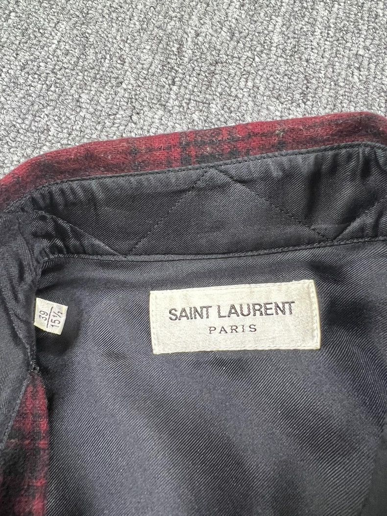 Yves Saint Laurent Saint Laurent size 39 14fw Burgundy Plaid Wool Shirt 2503-N Size US M / EU 48-50 / 2 - 3 Thumbnail