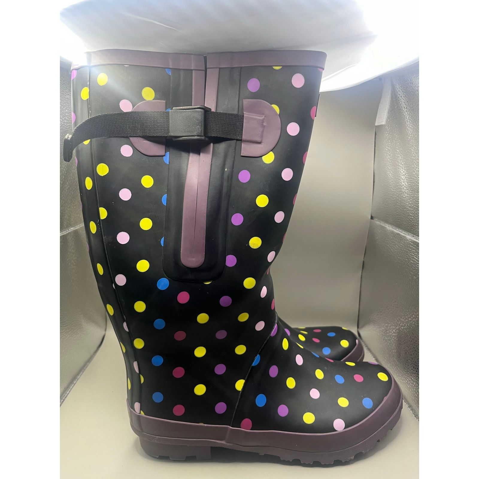 Other Jileon Extra Wide Calf Women's Spotty Rain Boots Size 7 Size US 7 / IT 37 - 2 Thumbnail