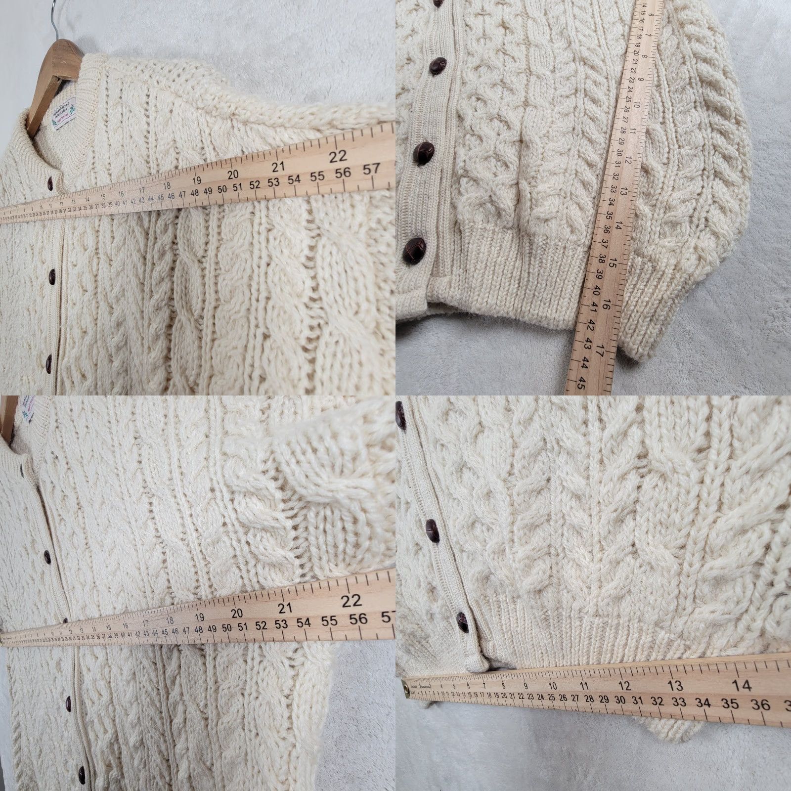 Highland 2000 VINTAGE Highland Cardigan Women Adult Regular Size M OffWhite Wool Cable Knit Scotland Size M / US 6-8 / IT 42-44 - 8 Thumbnail