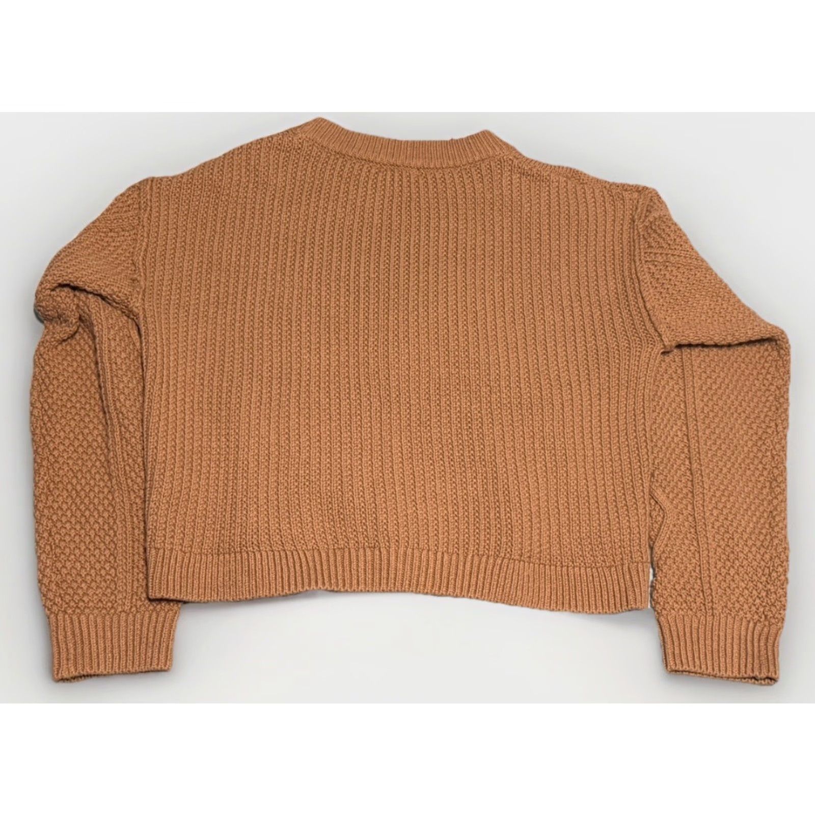 Quince Quince Organic Cotton Cropped Cable Crew Sweater Camel Brown Sz M Womens Size M / US 6-8 / IT 42-44 - 8 Thumbnail