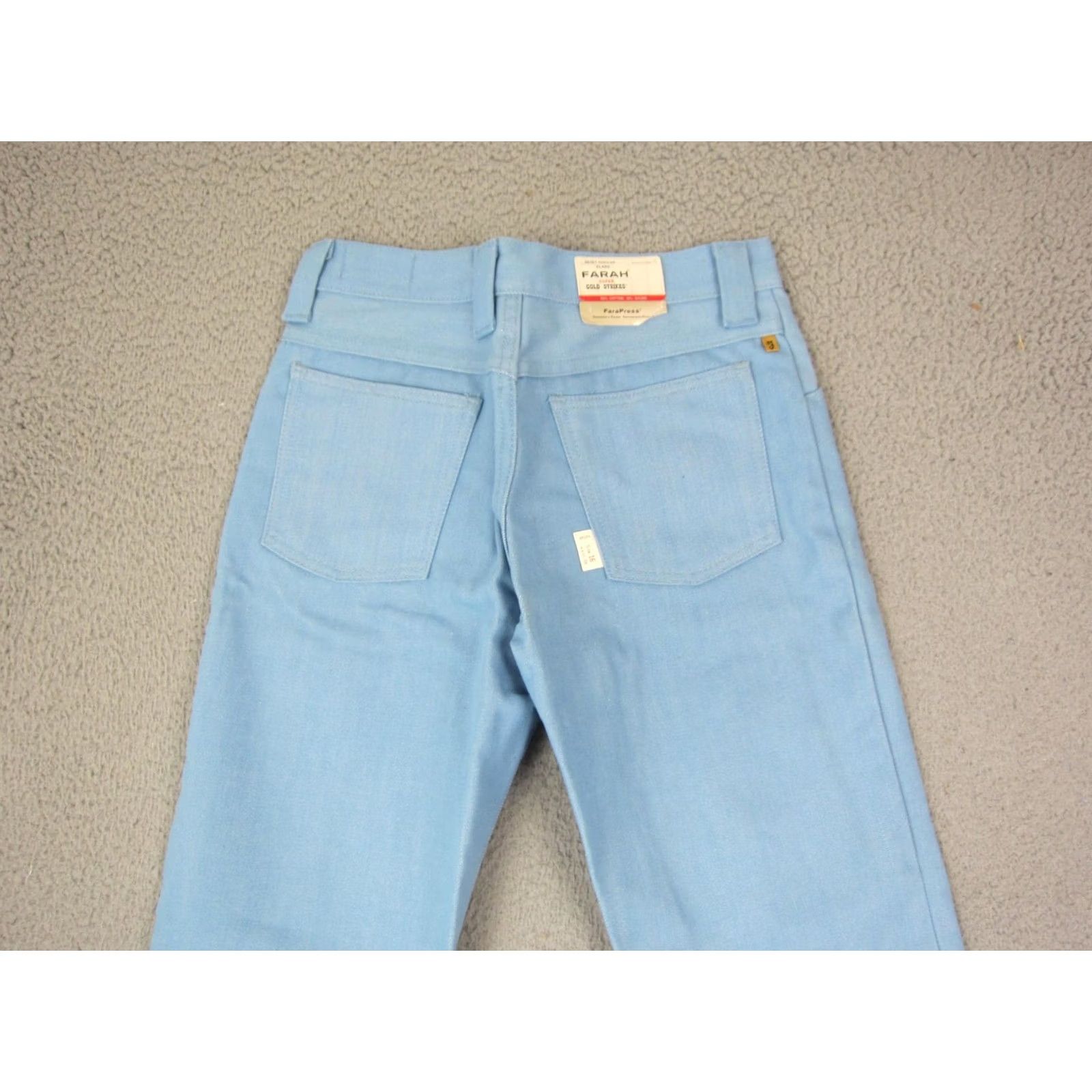 Farah VINTAGE Farah Pants Teens 16 W28 L29 Blue Flared Deadstock 70s NOS Disco Size 38" / US 16 / IT 52 - 3 Thumbnail