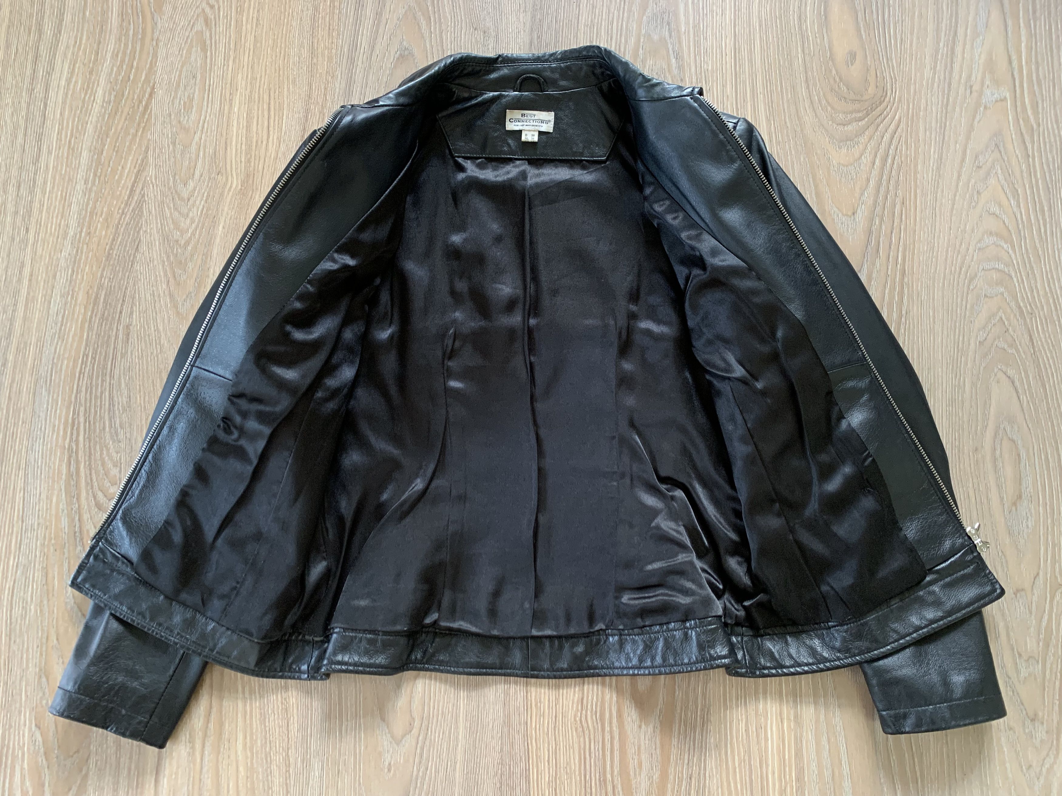 Other Vintage Best Connections Black Leather Zip Pocket Jacket Size M / US 6-8 / IT 42-44 - 4 Thumbnail
