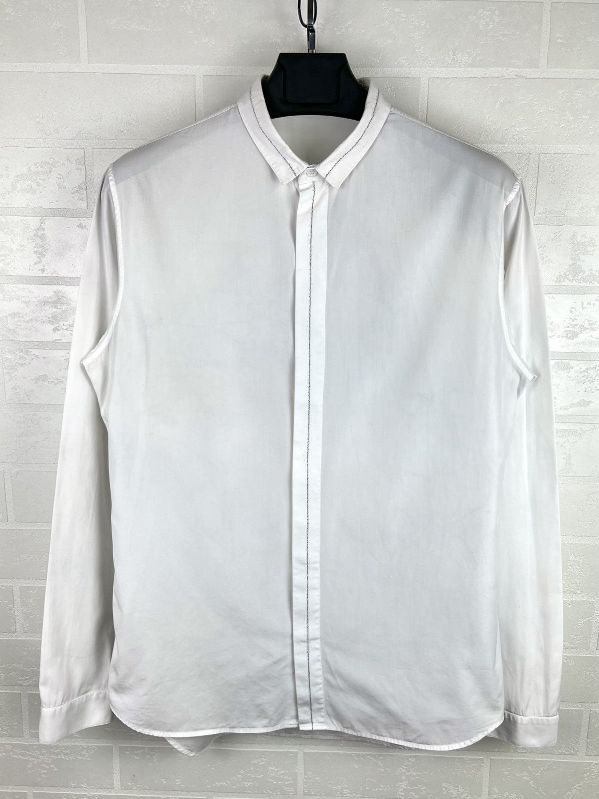 DIOR Shirt Button Up Embroided Metal Stripes White Men's