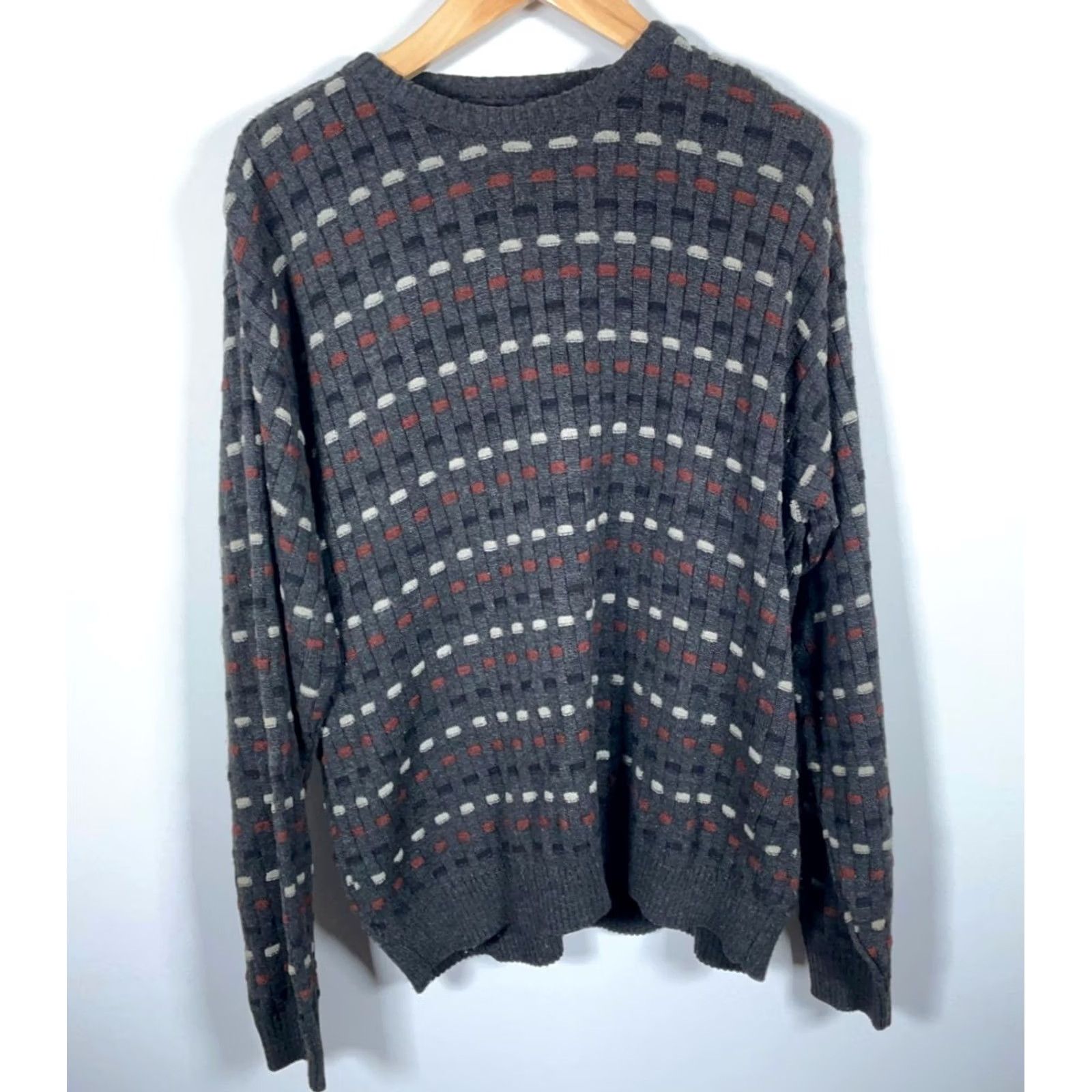 Vintage VINTAGE MunsingWear Sweater Men XL Gray Textured Knit Check Pattern VTG Y2K Dad Pullover Crew Neck Knit Lightweight 90s Retro Hipster Size US XL / EU 56 / 4 - 2 Thumbnail