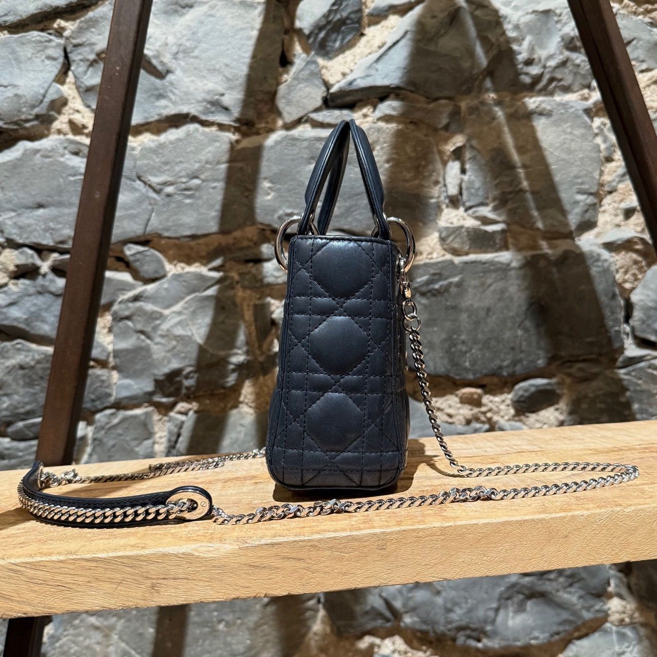 Dior Dior 2015 Metallic Midnight Blue Calfskin Mini Lady Dior Bag Size ONE SIZE - 6 Thumbnail