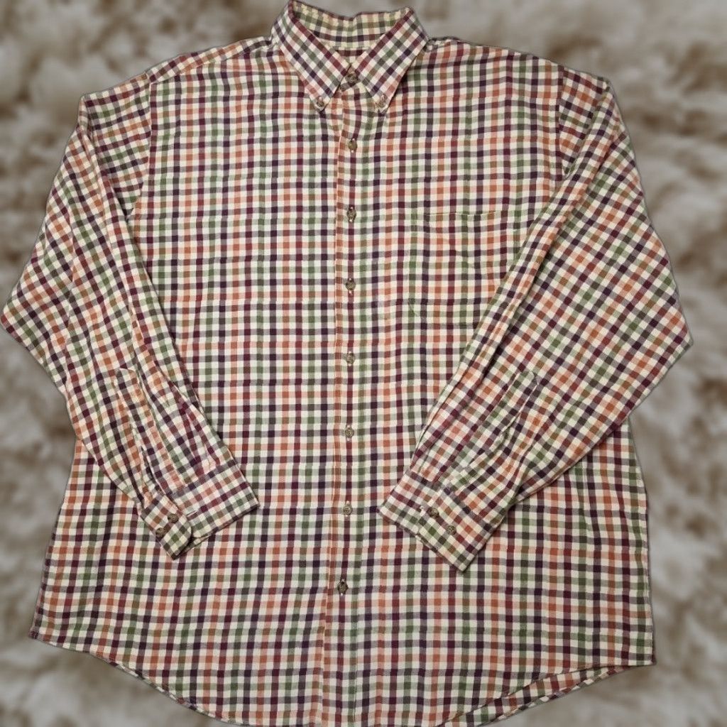 Viyella Shirt Mens XL Multicolor Check Long Sleeve Button Up Cotton Wool Work