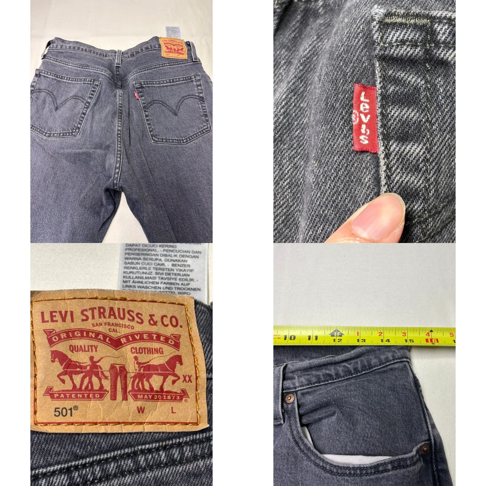 Levi's VINTAGE Levi's 501 Original Fit Jeans Womens Black Wash Distressed Raw Hem W30 L26 Size 30" / US 8 / IT 44 - 8 Thumbnail