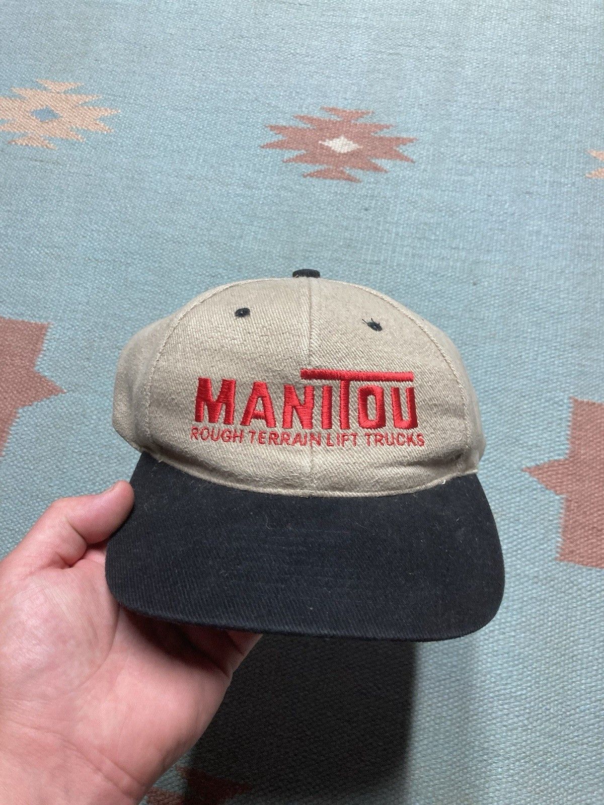 Vintage Vintage Strapback hat Manitou rough terrain lift trucks tan Size ONE SIZE - 2 Thumbnail