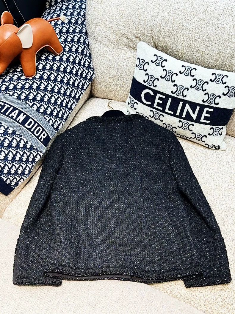 Chanel Chanel 25S black 36-size fine glitter classic round-neck w Size XS / US 0-2 / IT 36-38 - 2 Thumbnail