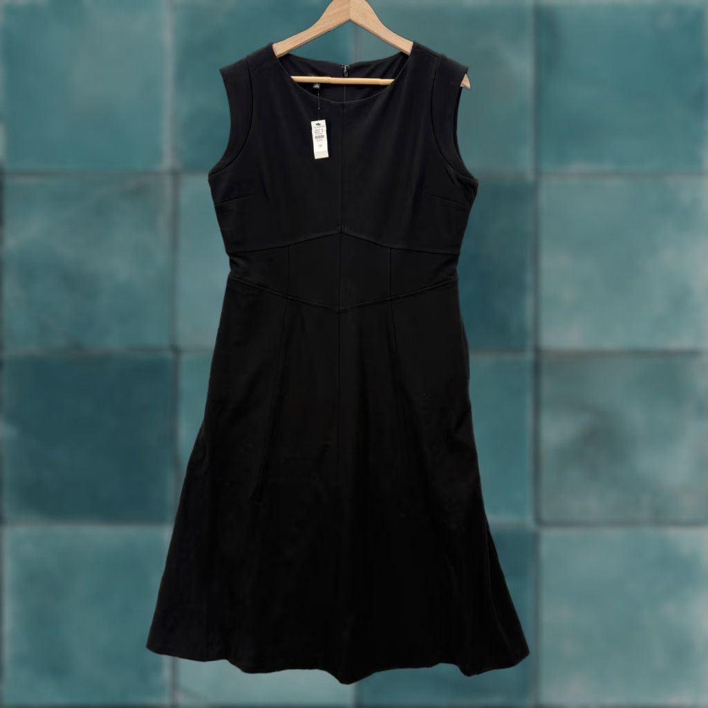 Talbots Talbots Dress Womens 12P Black Sleeveless Fit & Flare Knit Midi Work Career NWT Size XL / US 12-14 / IT 48-50 - 1 Thumbnail