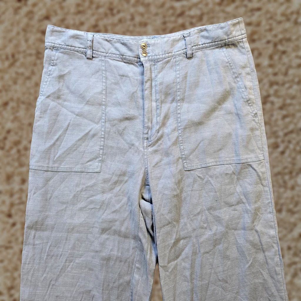 Vintage Sundance Pants Womens 12 Petite Blue Wide-Leg Linen Blend Cropped Beachy Capsule Size 34" / US 12 / IT 48 - 1 Thumbnail