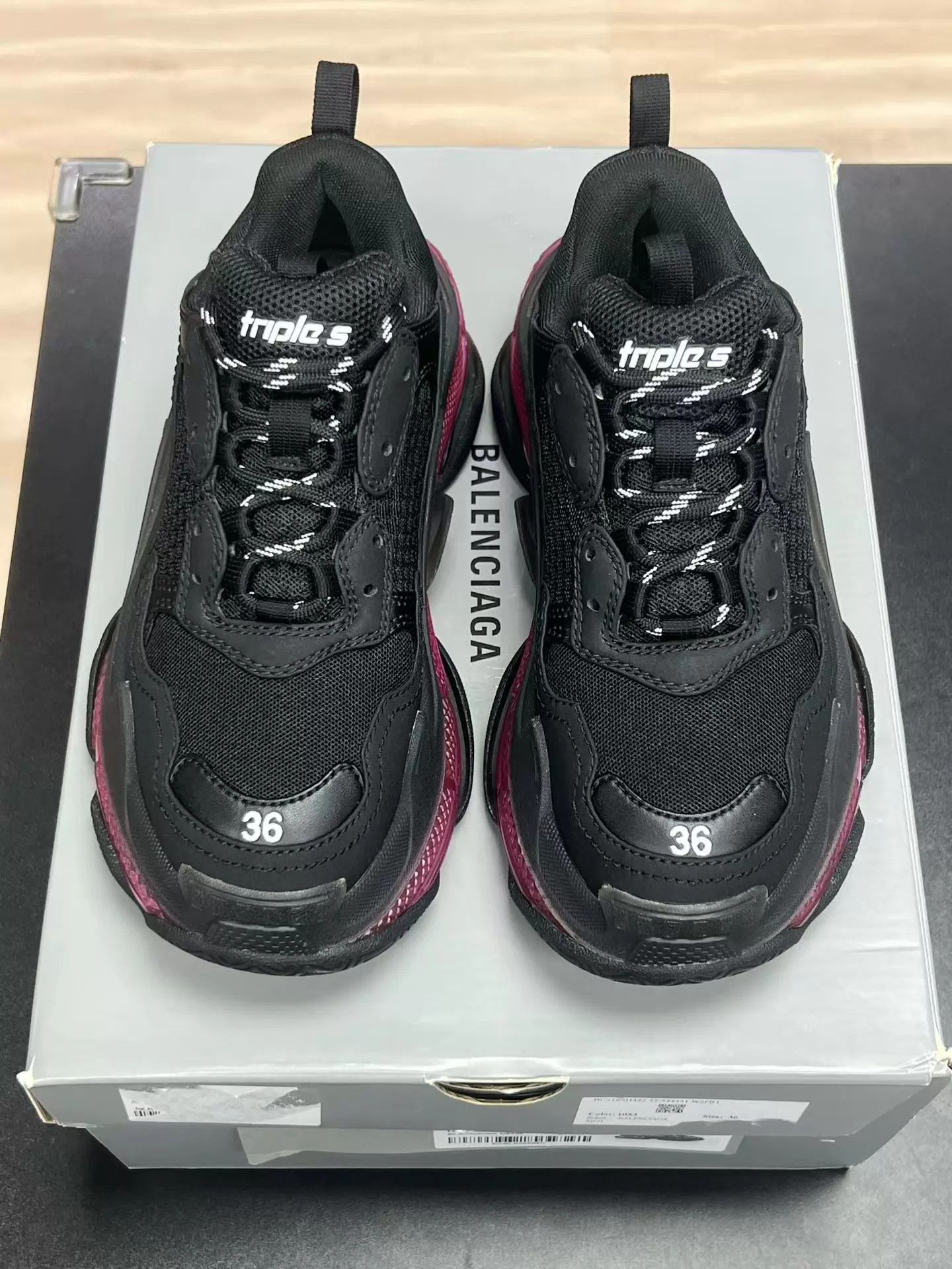 Balenciaga Balenciaga Triple S Women's Black & Pink 36 Size US 5.5 / IT 35.5 - 3 Thumbnail
